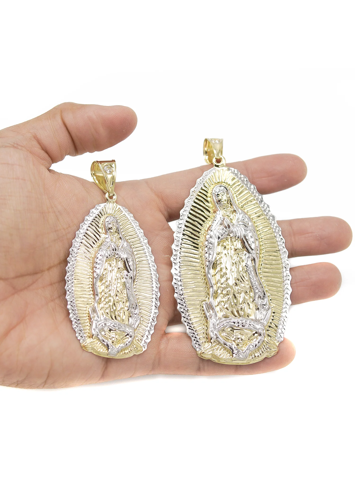10K Gold Virgin Mary Pendant | Customizable Size - Image 3