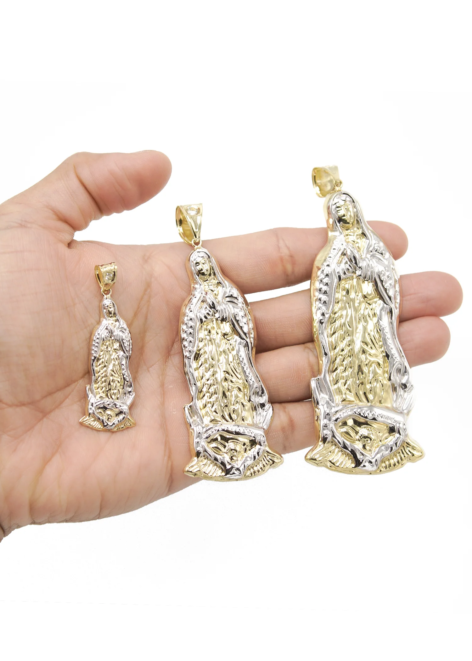 10K Gold Virgin Mary Pendant | Customizable Size - Image 3