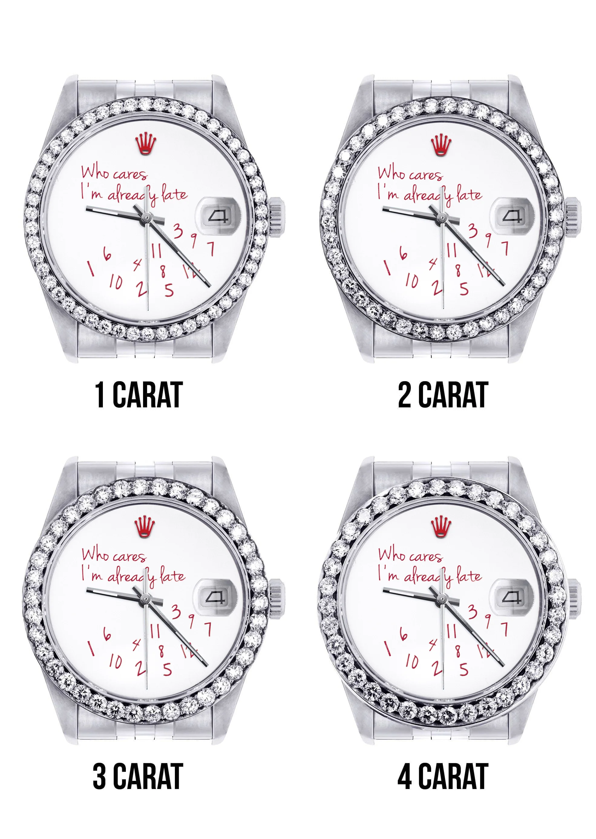 116200 | Hidden Clasp | Diamond Rolex Datejust Watch | 36Mm | "Who Cares I'm Already Late" Custom Dial | Jubilee Band - Image 5