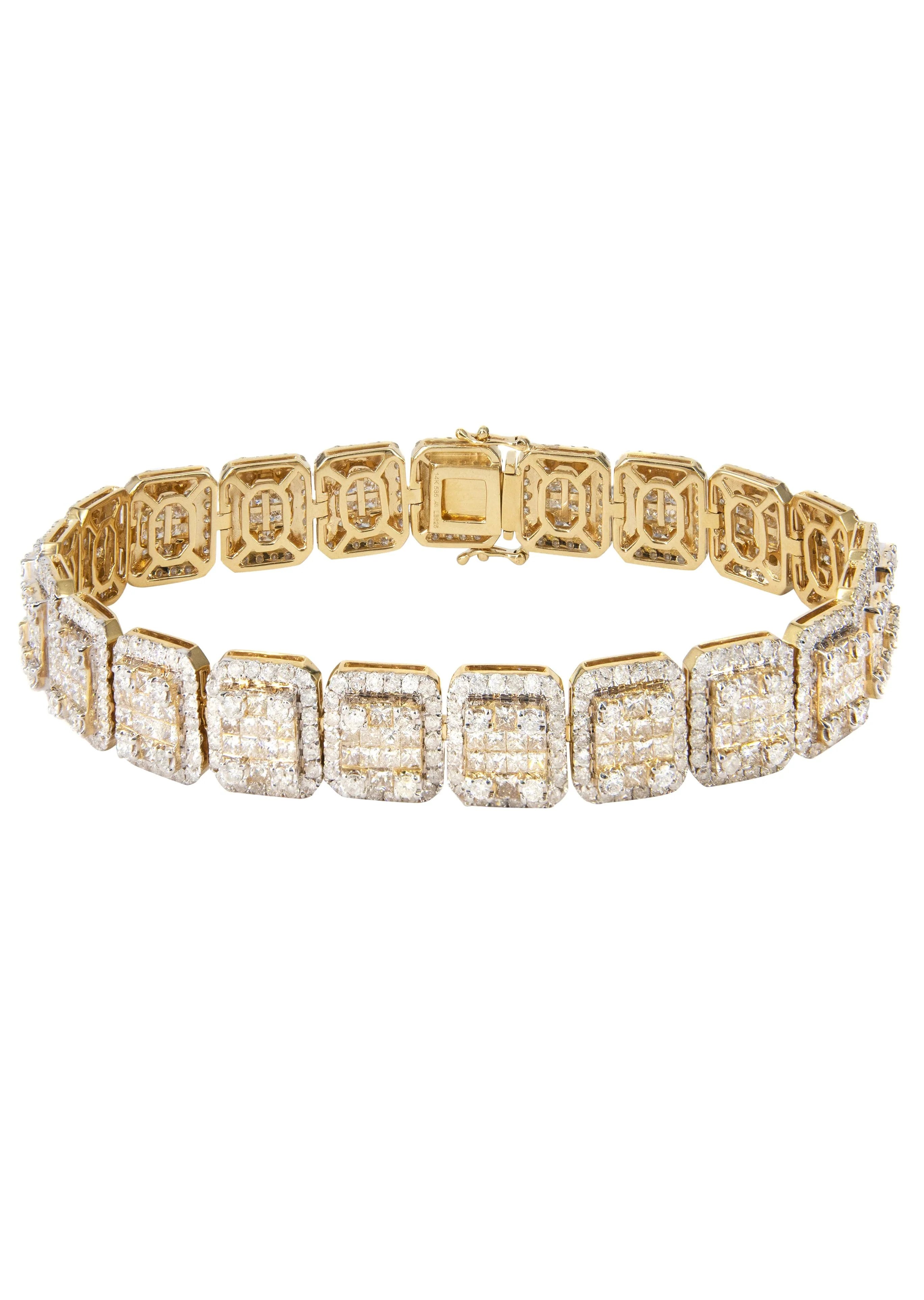 14K Yellow Gold Diamond Cluster Bracelet | 34.83 Grams | 14.73 Carats