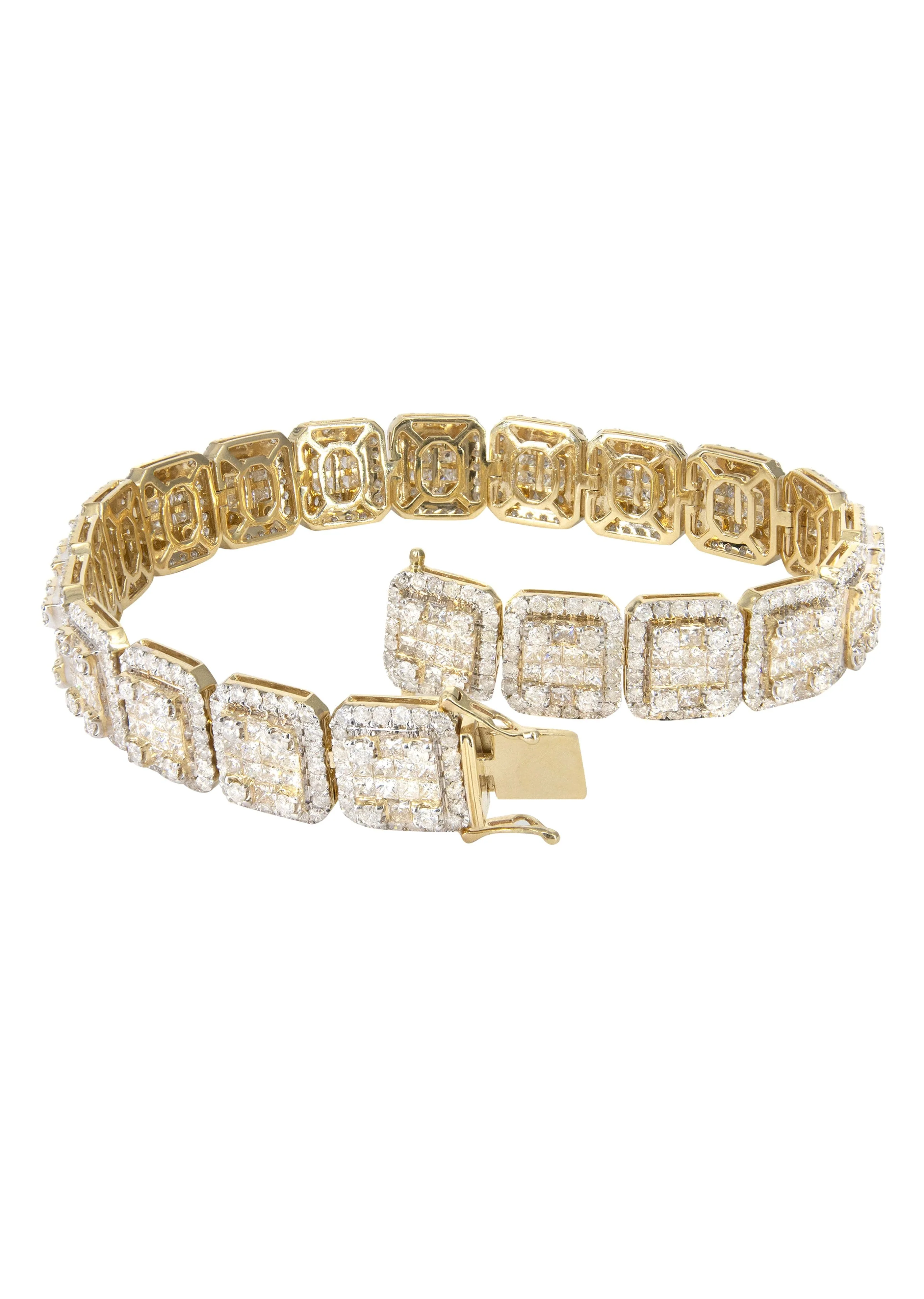 14K Yellow Gold Diamond Cluster Bracelet | 34.83 Grams | 14.73 Carats - Image 2
