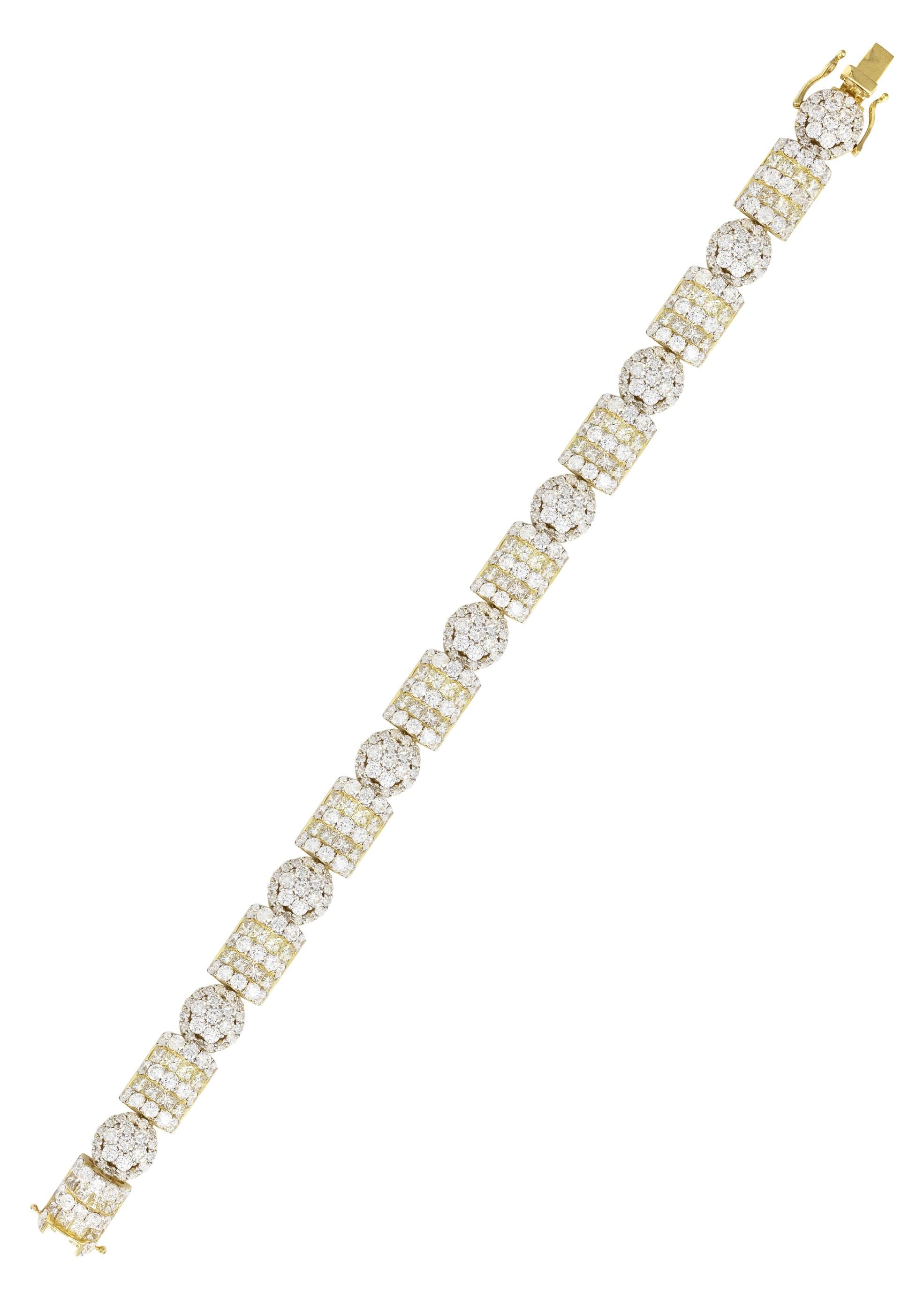 14K Yellow Gold Cluster Diamond Bracelet | 33.97 Grams | 21.15 Carats - Image 3