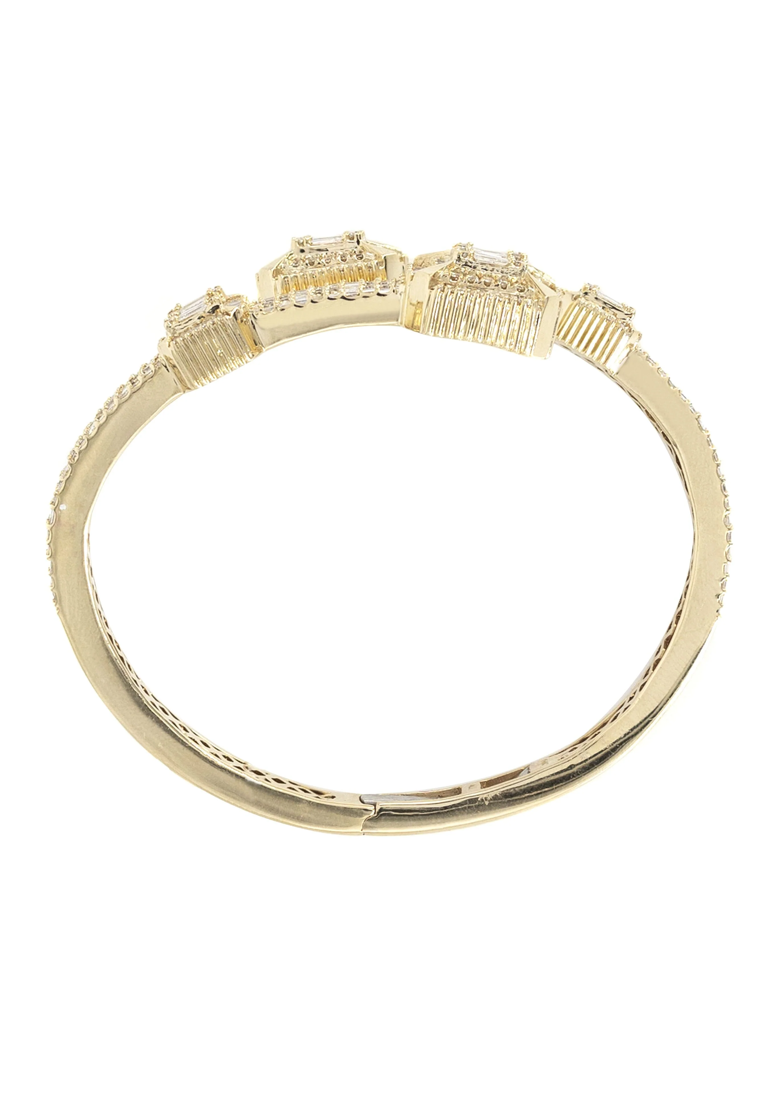 14K Yellow Gold Diamond Baguette Bangle Bracelet | 30.16 Grams | 3.8 Carats - Image 3