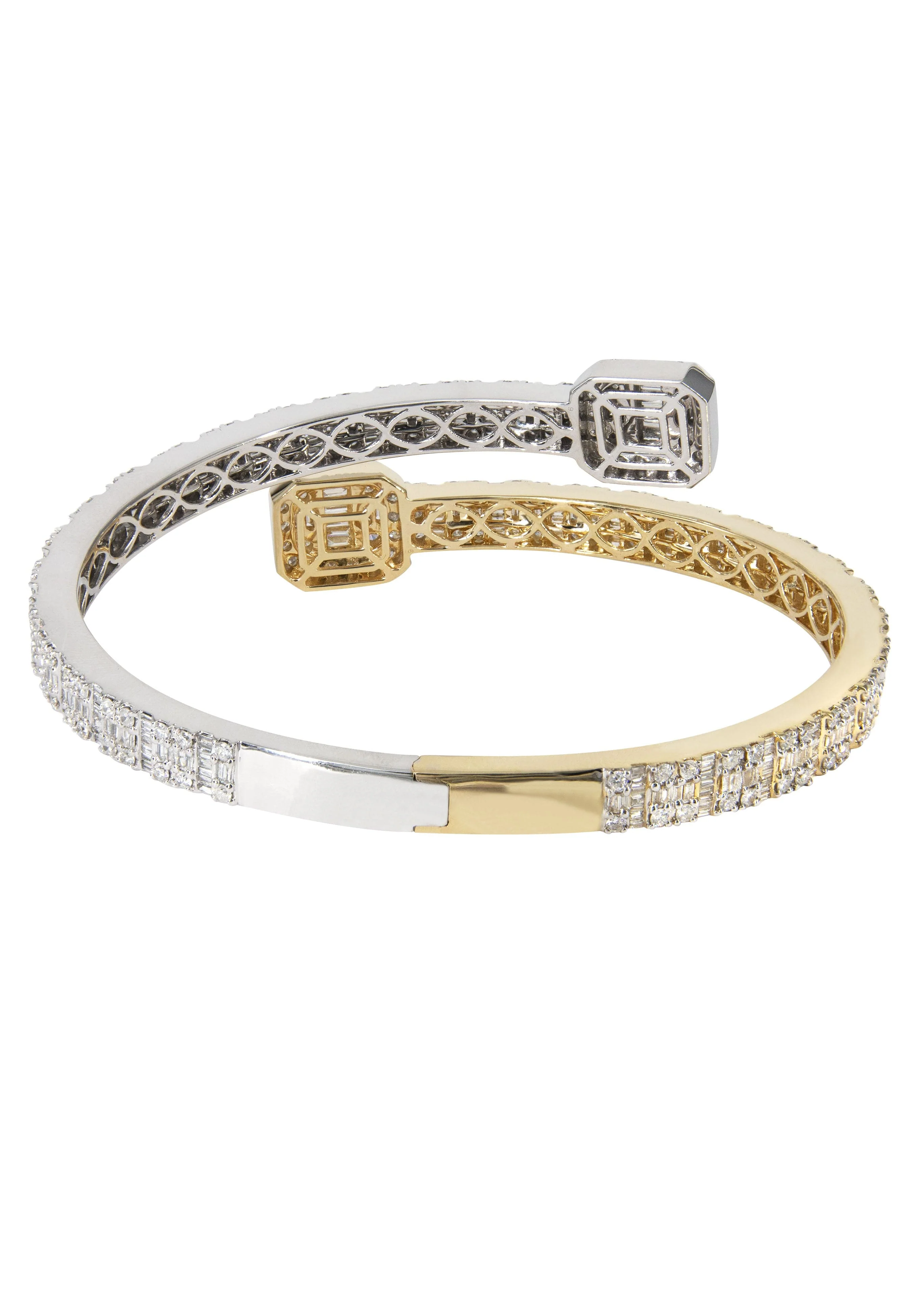 14K Two Tone Square Baguette Diamond Bangle | 40.88 Grams | 8.13 Carats - Image 2