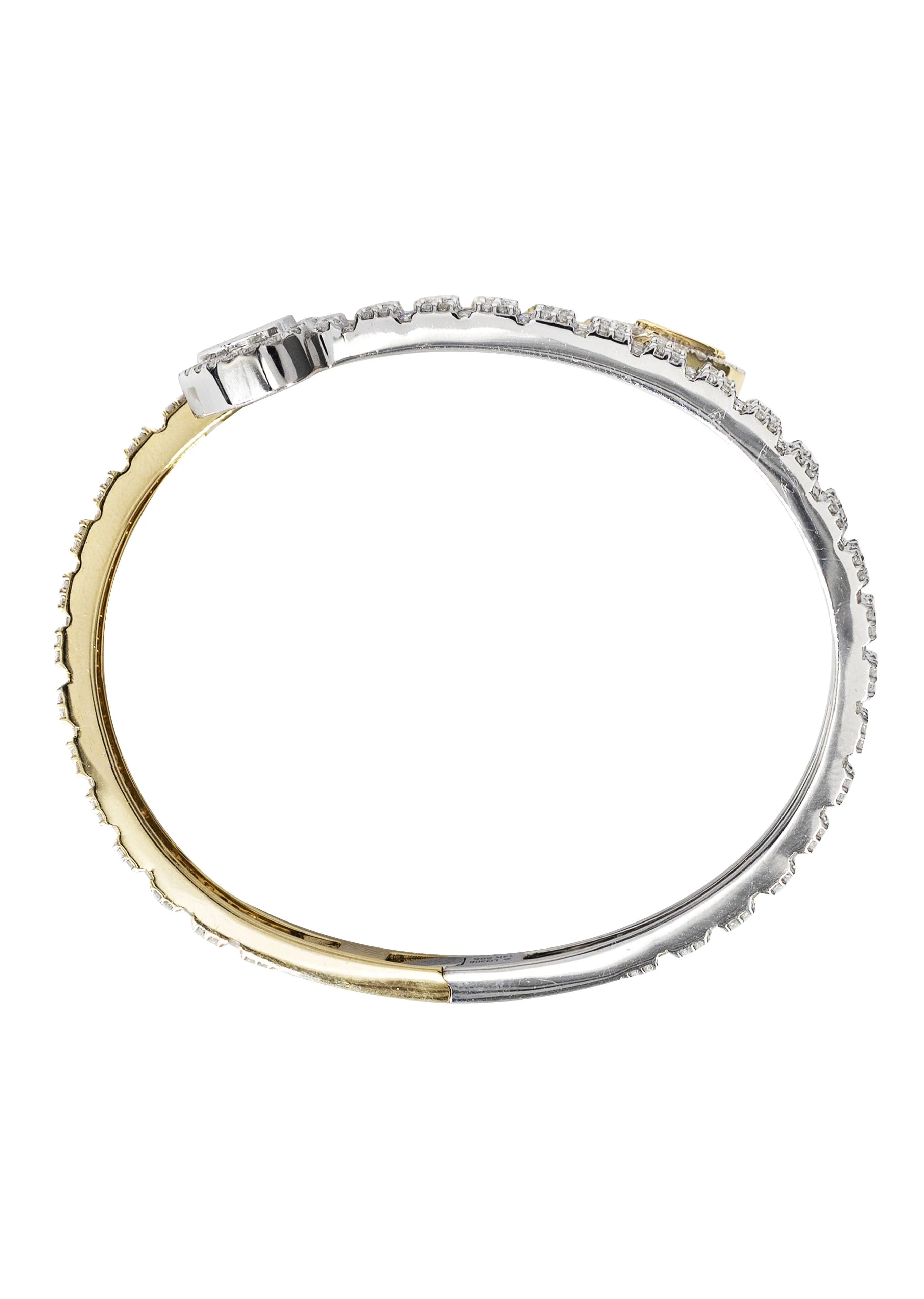 14K Two Tone Square Baguette Diamond Bangle | 40.88 Grams | 8.13 Carats - Image 3