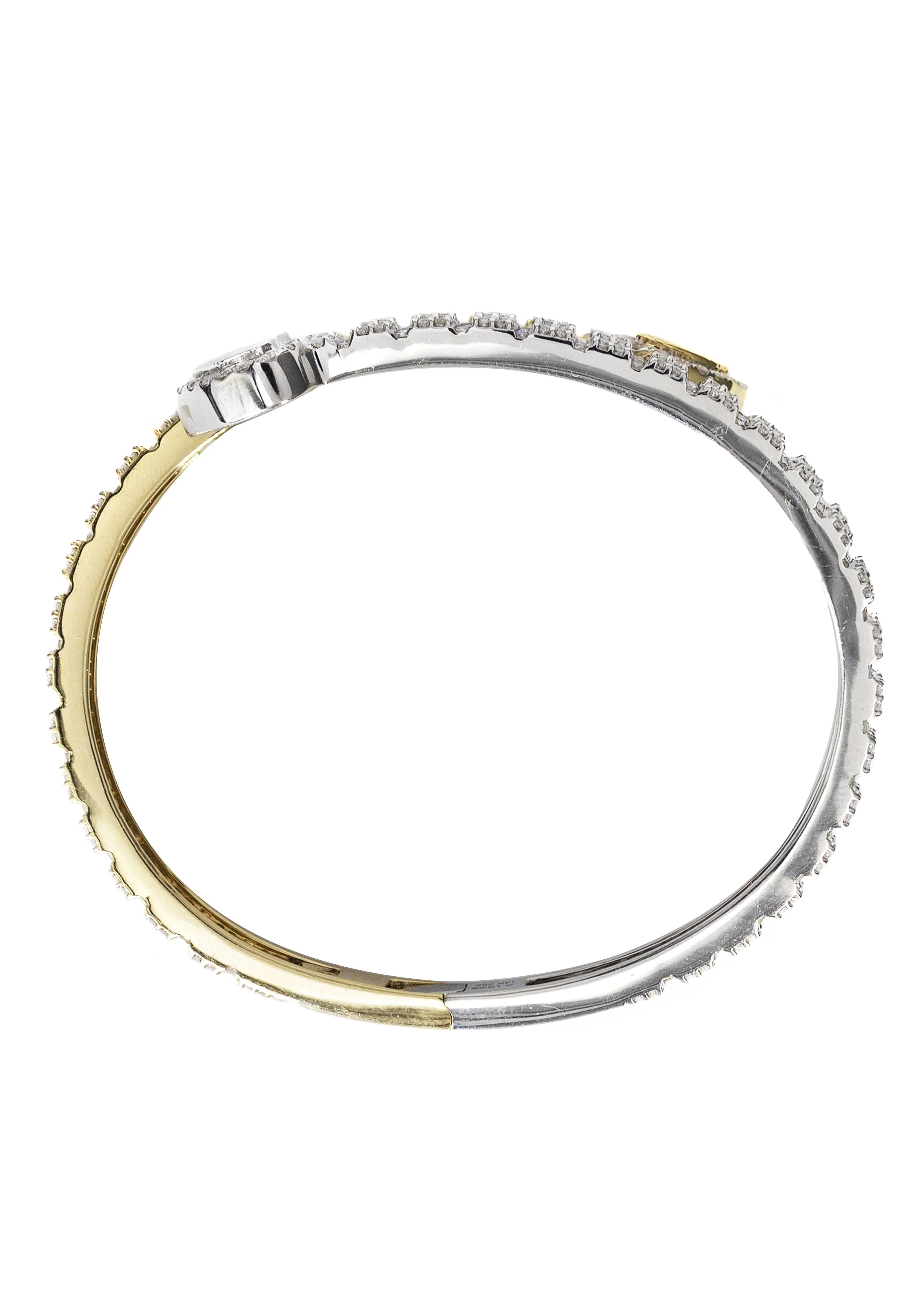 14K Two Tone Diamond Heart Bangle Bracelet | 23.44 Grams | 4.85 Carats - Image 3