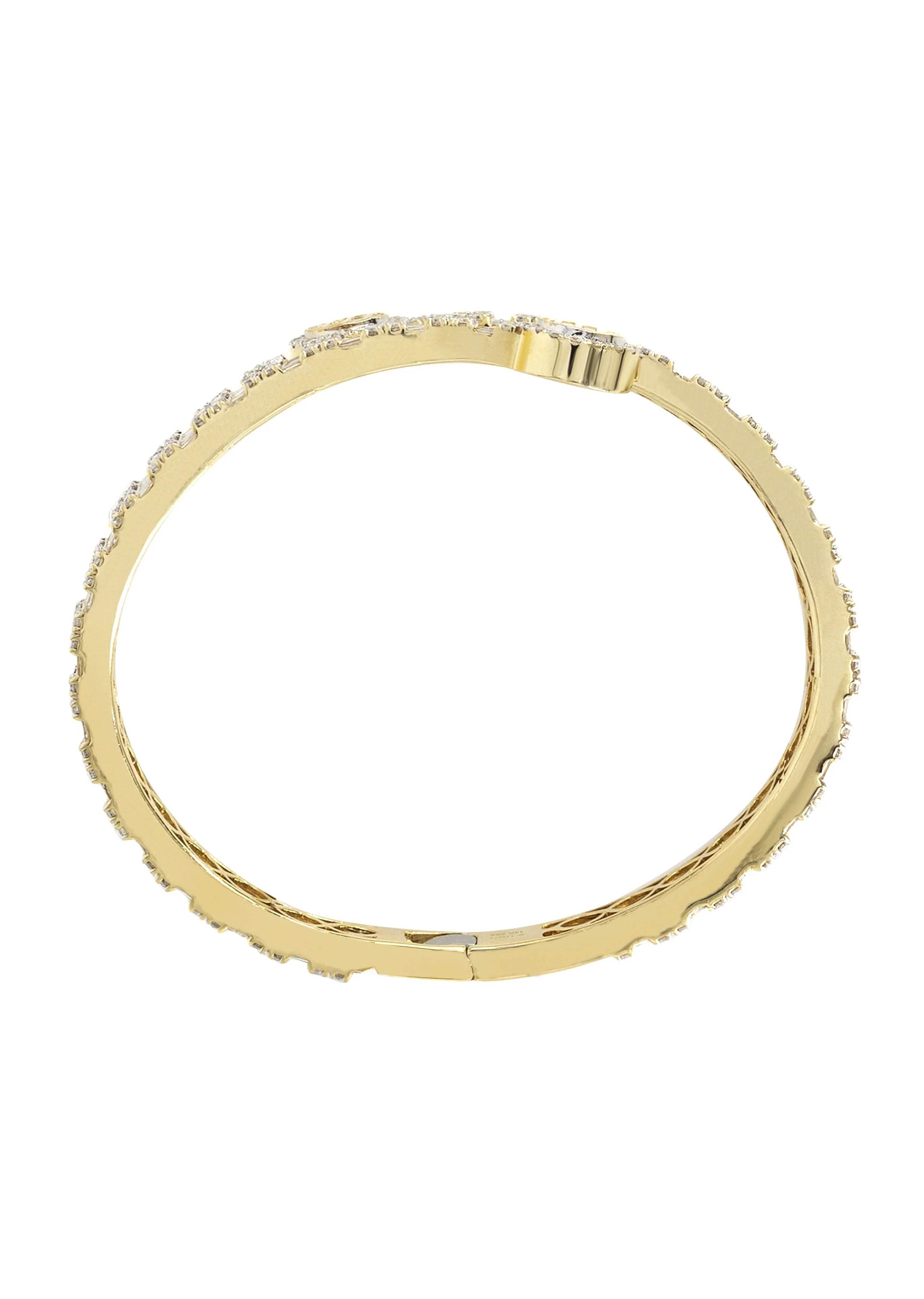 14K Yellow Gold Circle Baguette Diamond Bangle - Image 3
