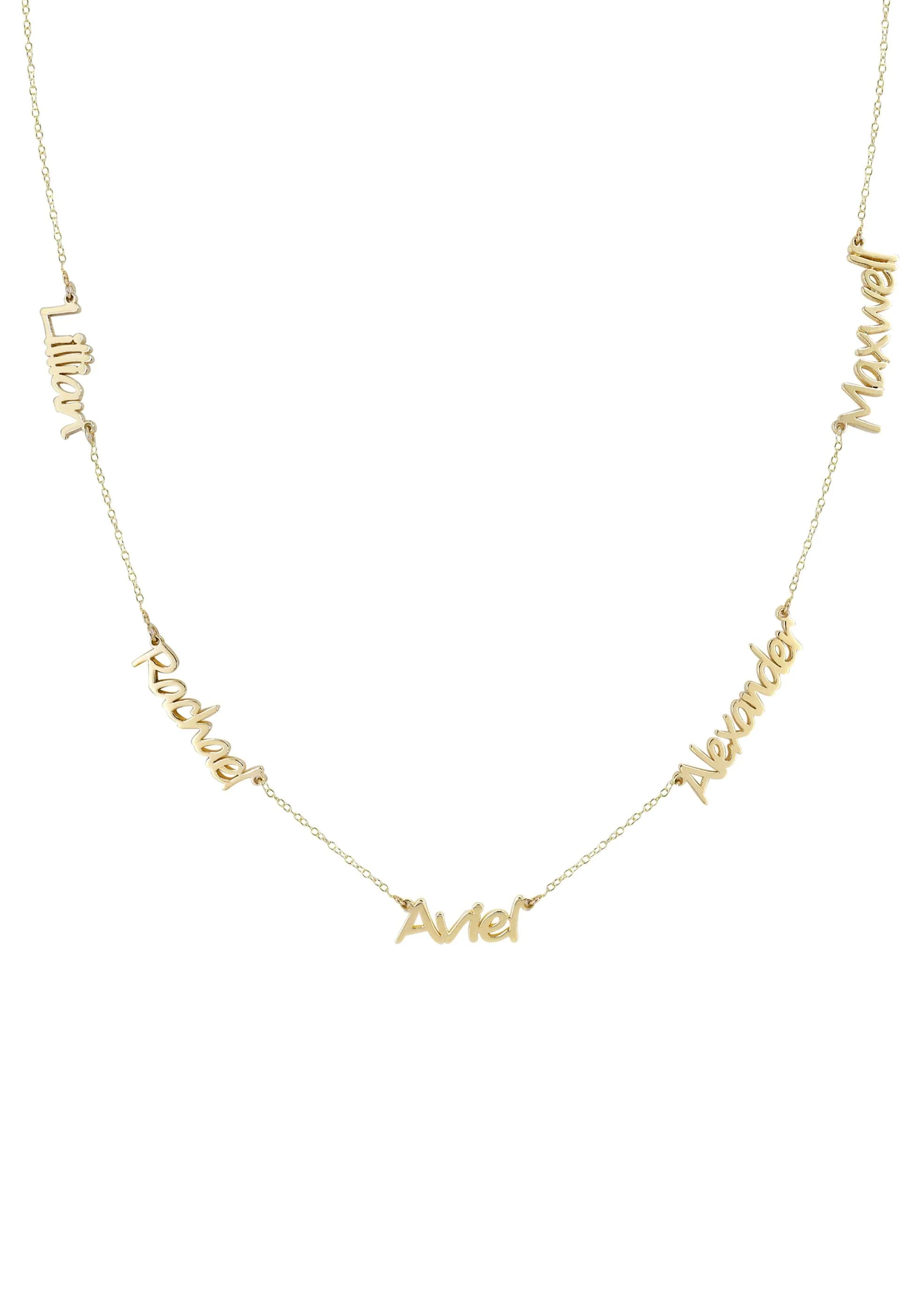 14K Yellow Gold Multiple Name Necklace (1-5 Names) | Style #89 - Image 2