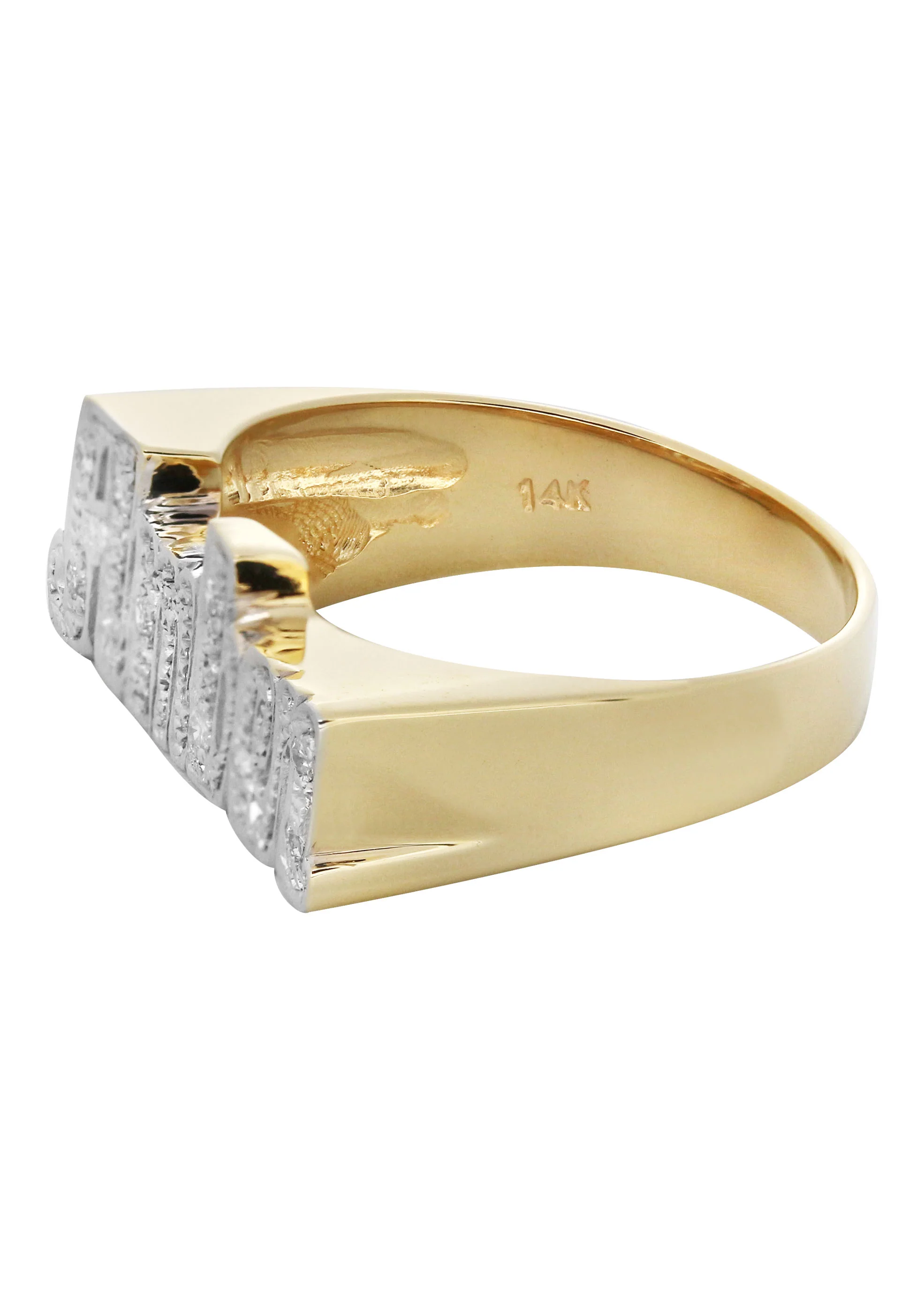 14K Two Tone Diamond Cut With Diamonds Gold Name Ring | Appx. 4.2 Grams - Image 2