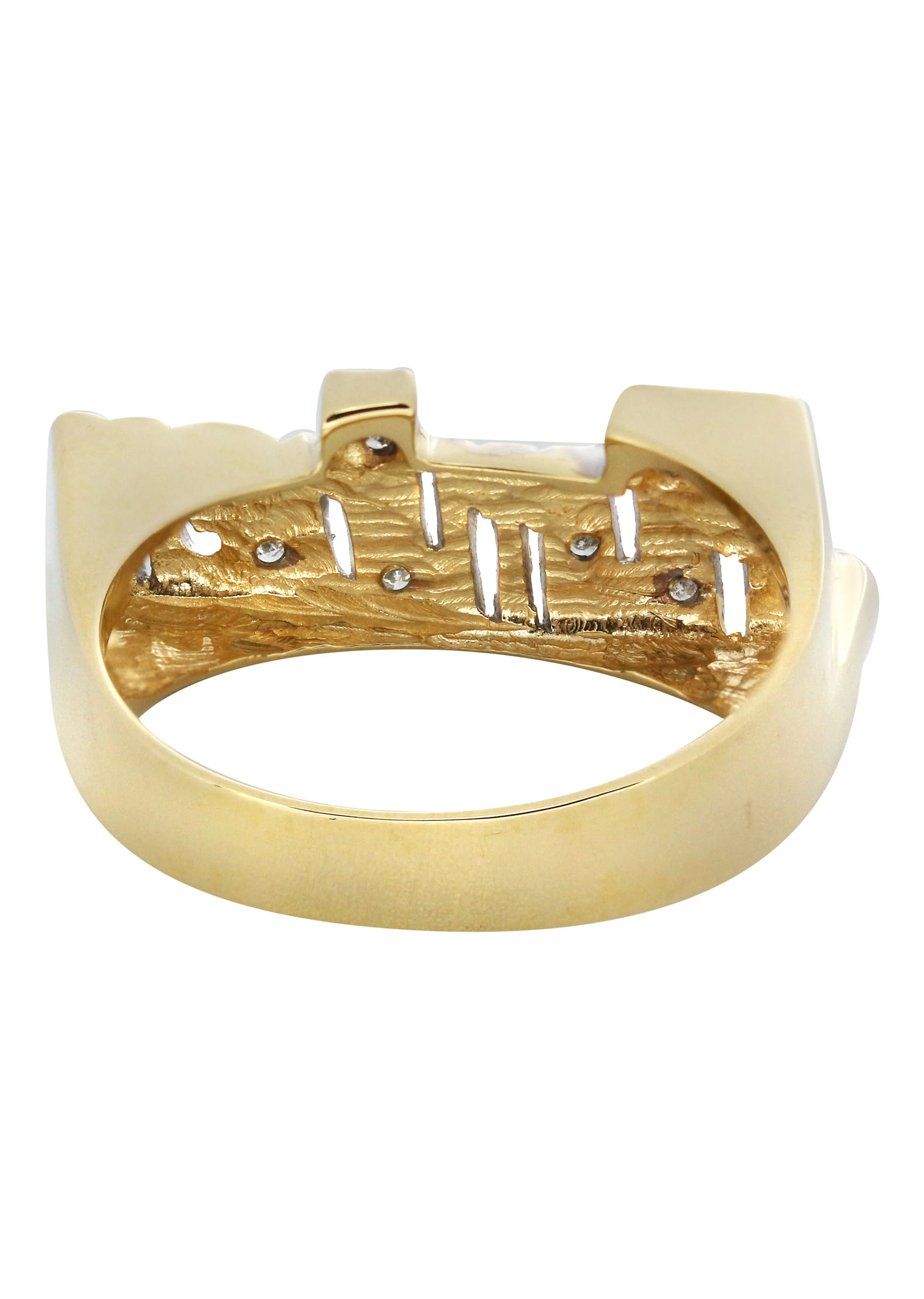 14K Two Tone Diamond Cut With Diamonds Gold Name Ring | Appx. 4.2 Grams - Image 3