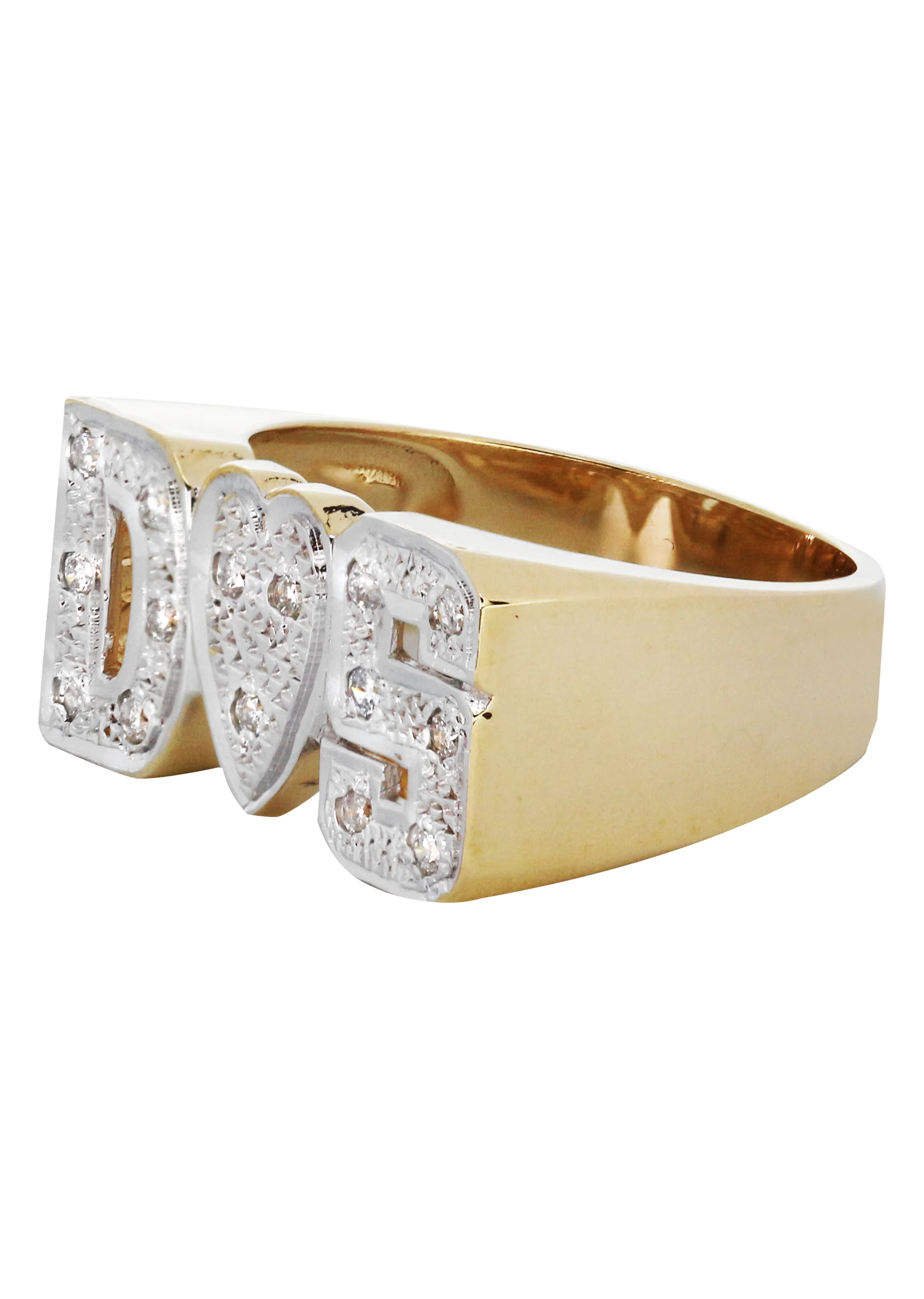 14K Diamond Two Tone Gold Initials Name Ring | Style #109 - Image 2