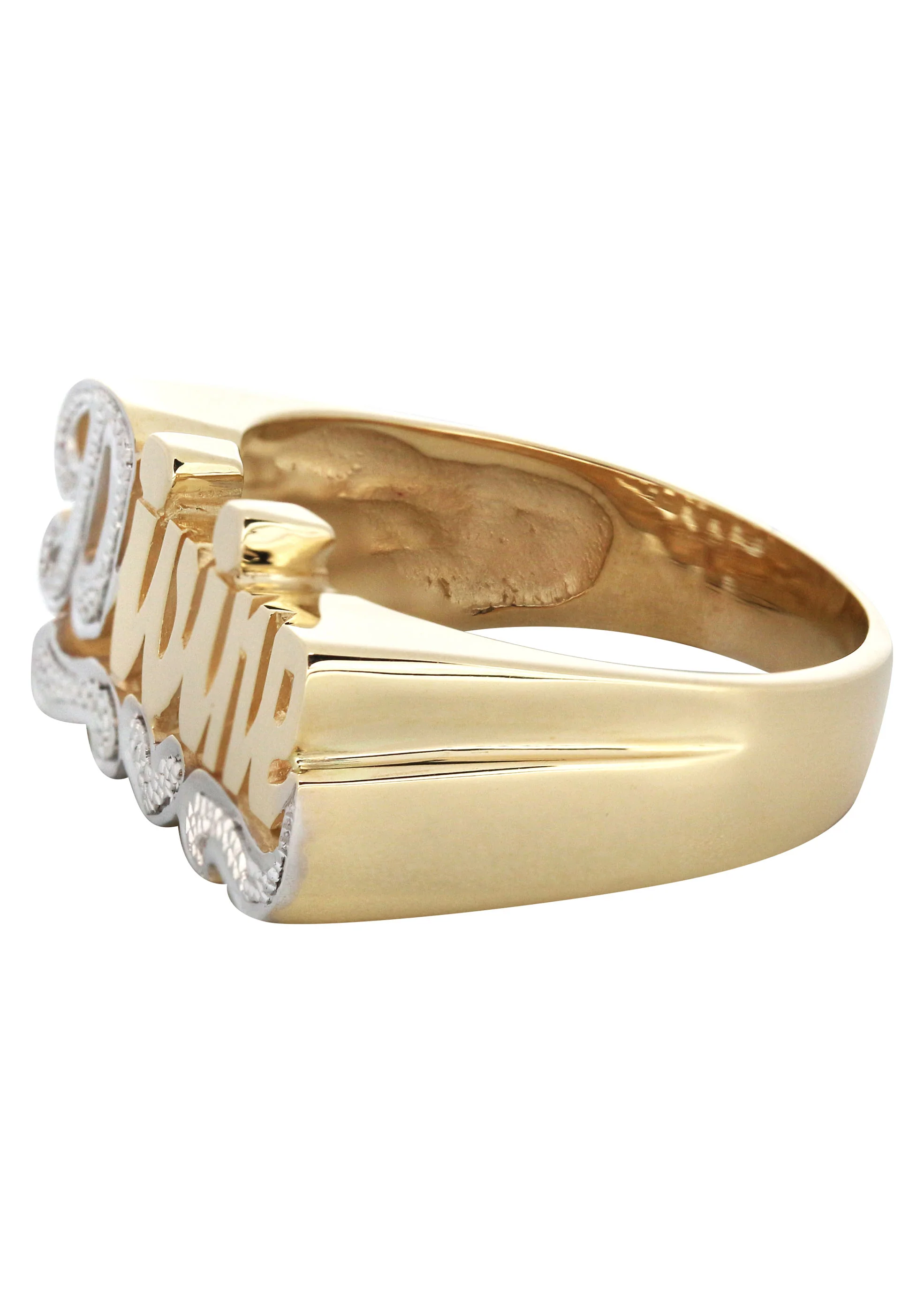 14K Two Tone Diamond Cut Gold Name Ring | Appx. 5.1 Grams - Image 2