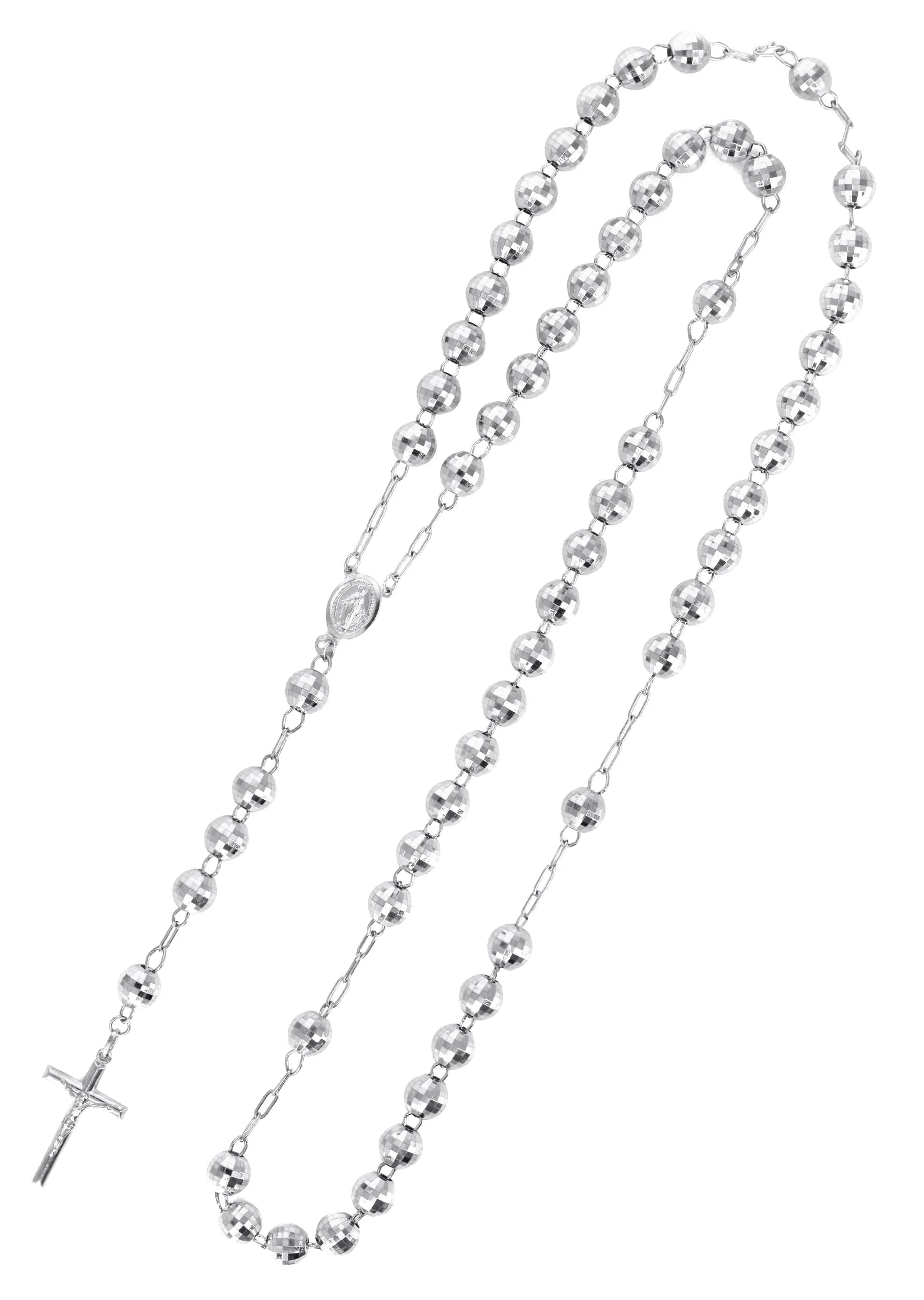 14K White Gold Rosary Chain - Image 2