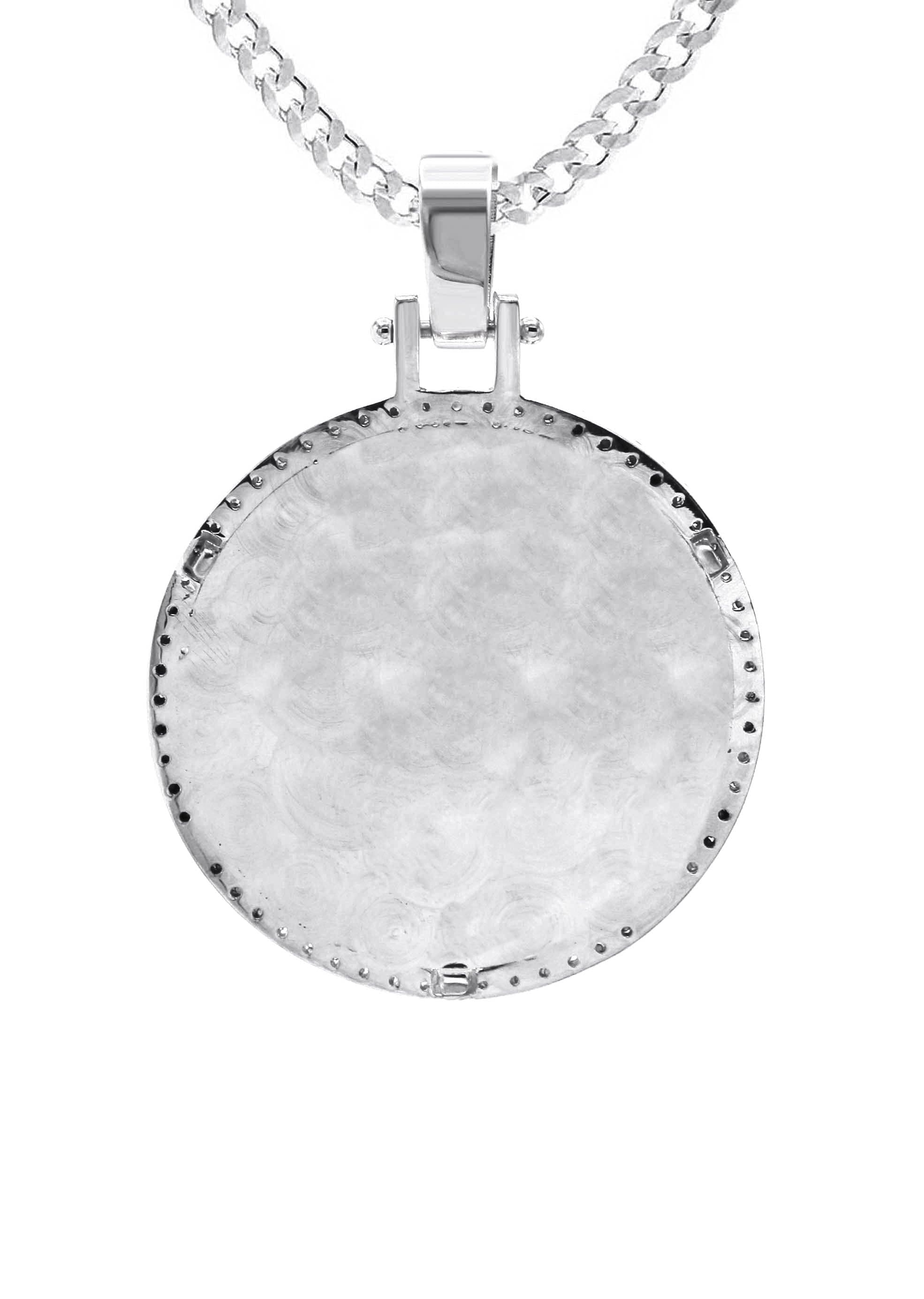 Diamond 10K/14K White Gold Large Round Picture Pendant Necklace | Appx. 0.65 Carat - Image 3