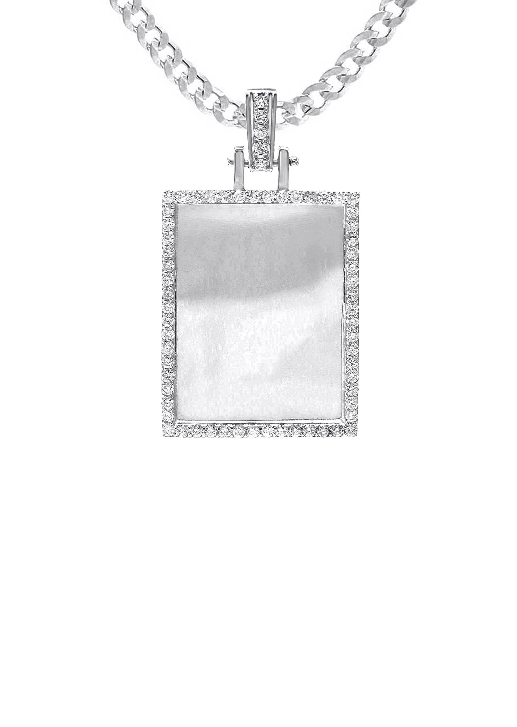 Diamond 10K/14K White Gold Rectangle Picture Pendant Necklace | Appx. 0.60 Carat - Image 2