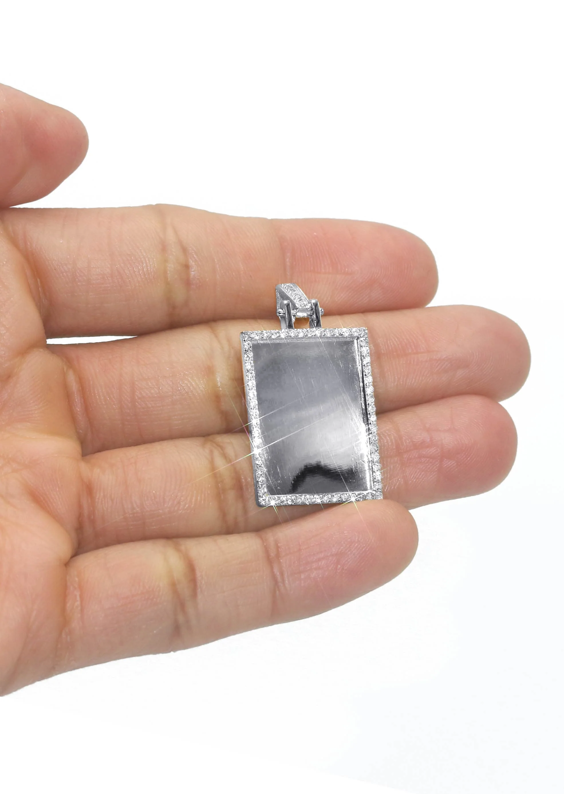 Diamond 10K/14K White Gold Rectangle Picture Pendant Necklace | Appx. 0.60 Carat - Image 5