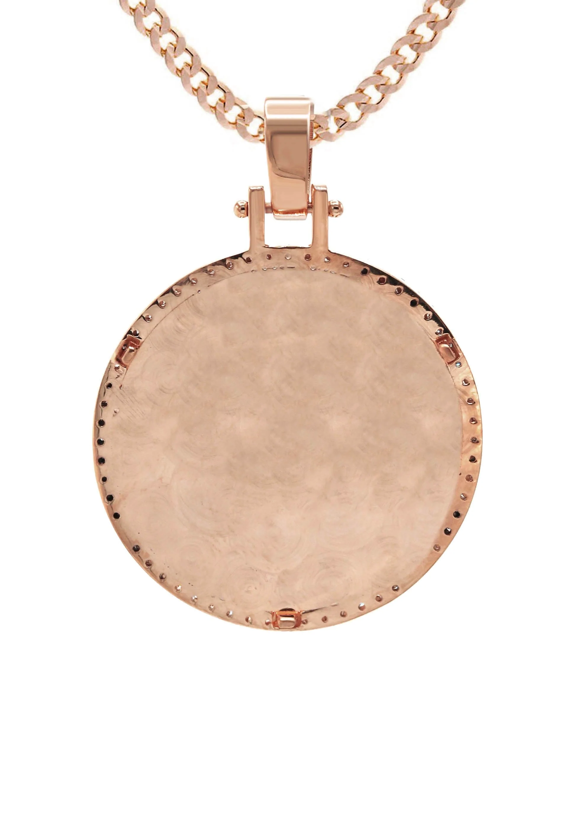 Diamond 10K/14K Rose Gold Large Round Picture Pendant Necklace | Appx. 0.65 Carat - Image 3