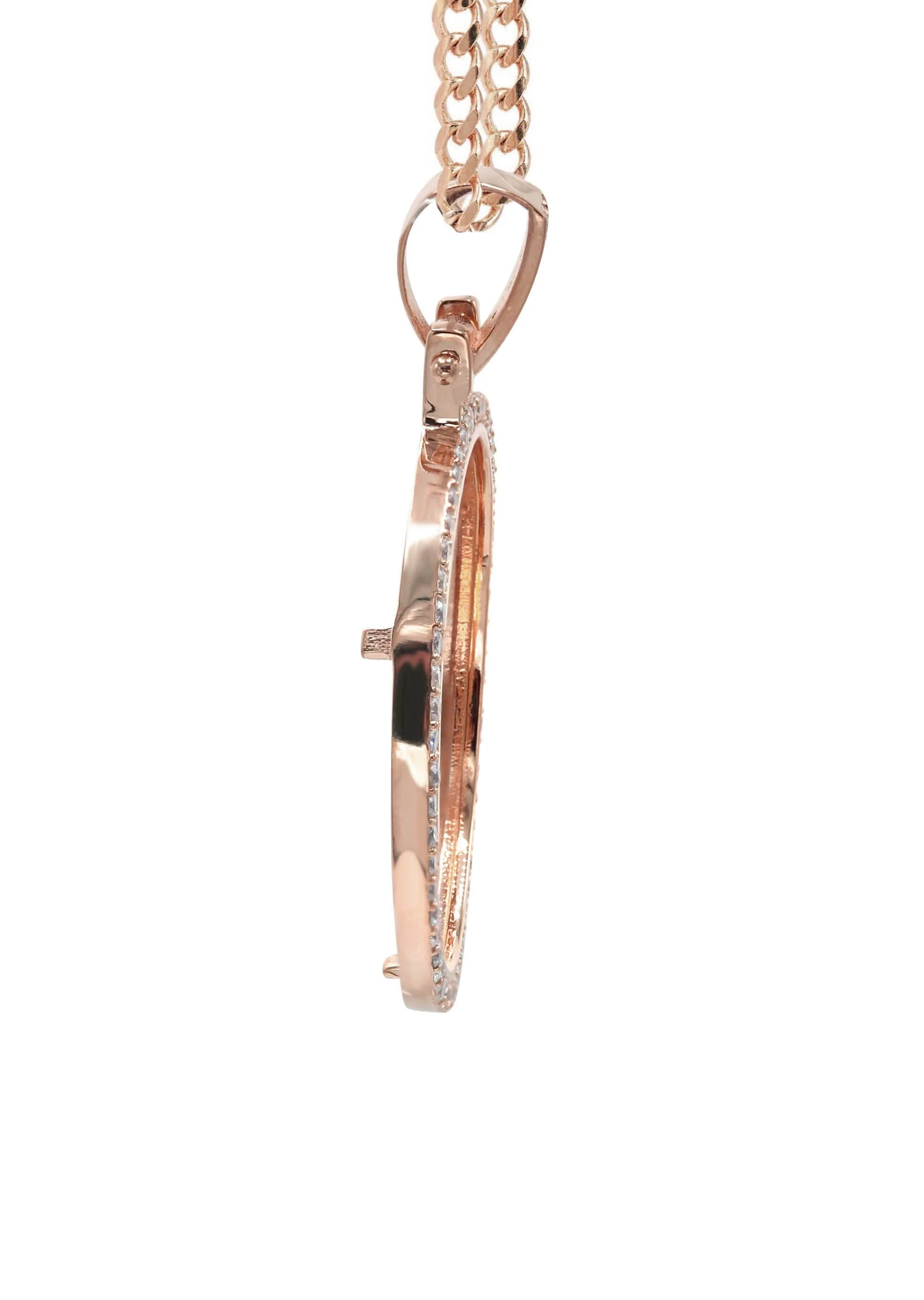 Diamond 10K/14K Rose Gold Large Round Picture Pendant Necklace | Appx. 0.65 Carat - Image 4