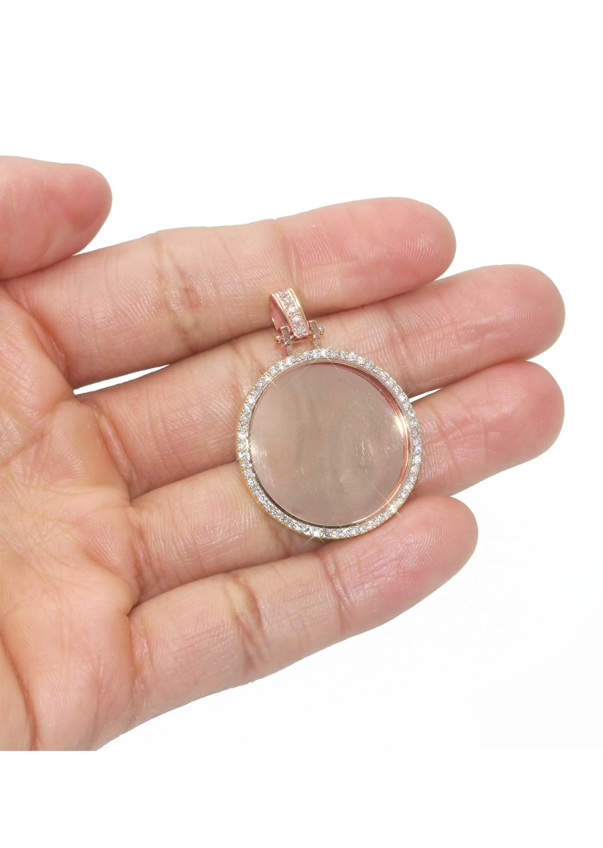 Diamond 10K/14K Rose Gold Large Round Picture Pendant Necklace | Appx. 0.65 Carat - Image 5