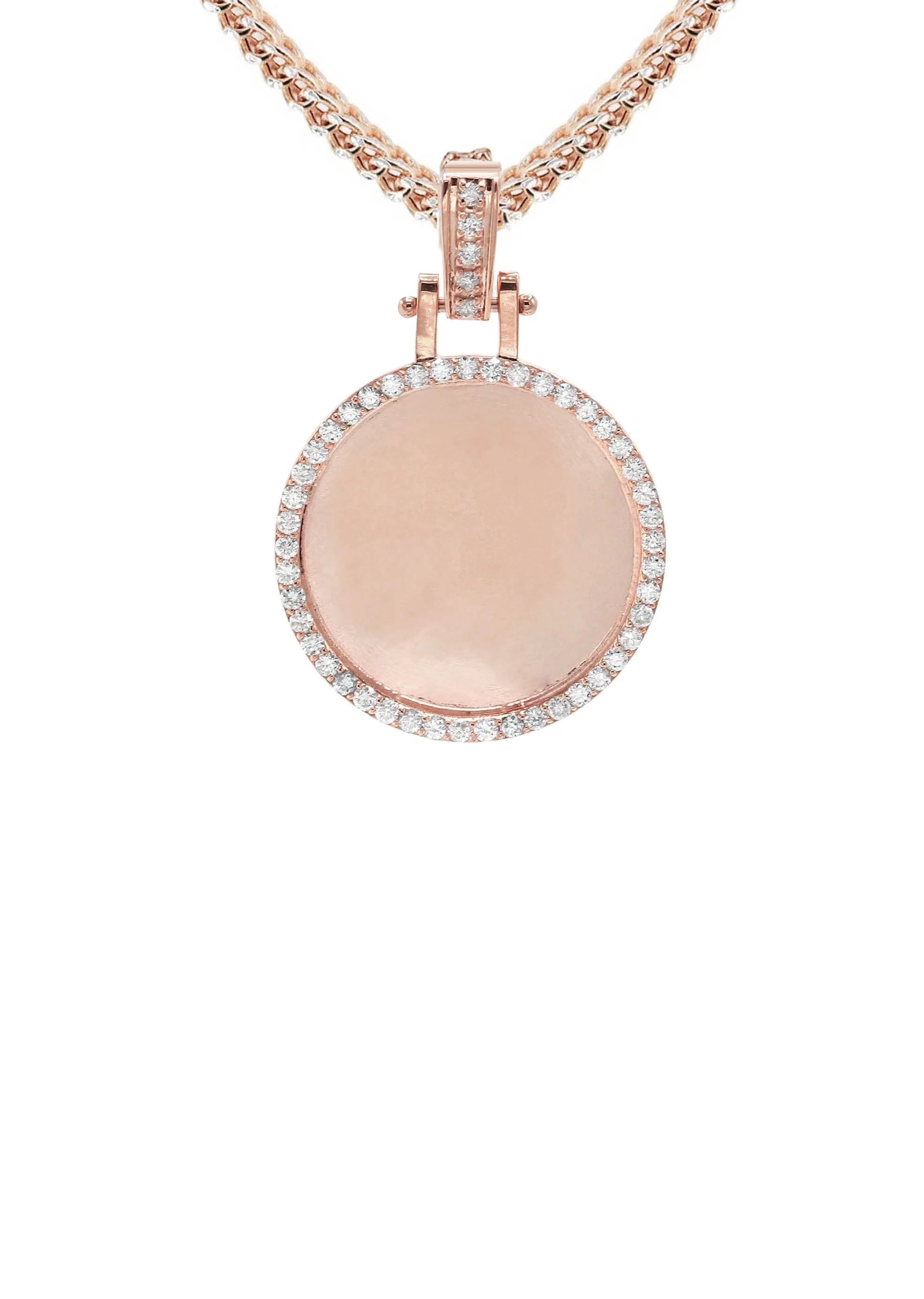 Diamond 10K/14K Rose Gold Small Round Picture Pendant Necklace | Appx. 0.50 Carat - Image 2