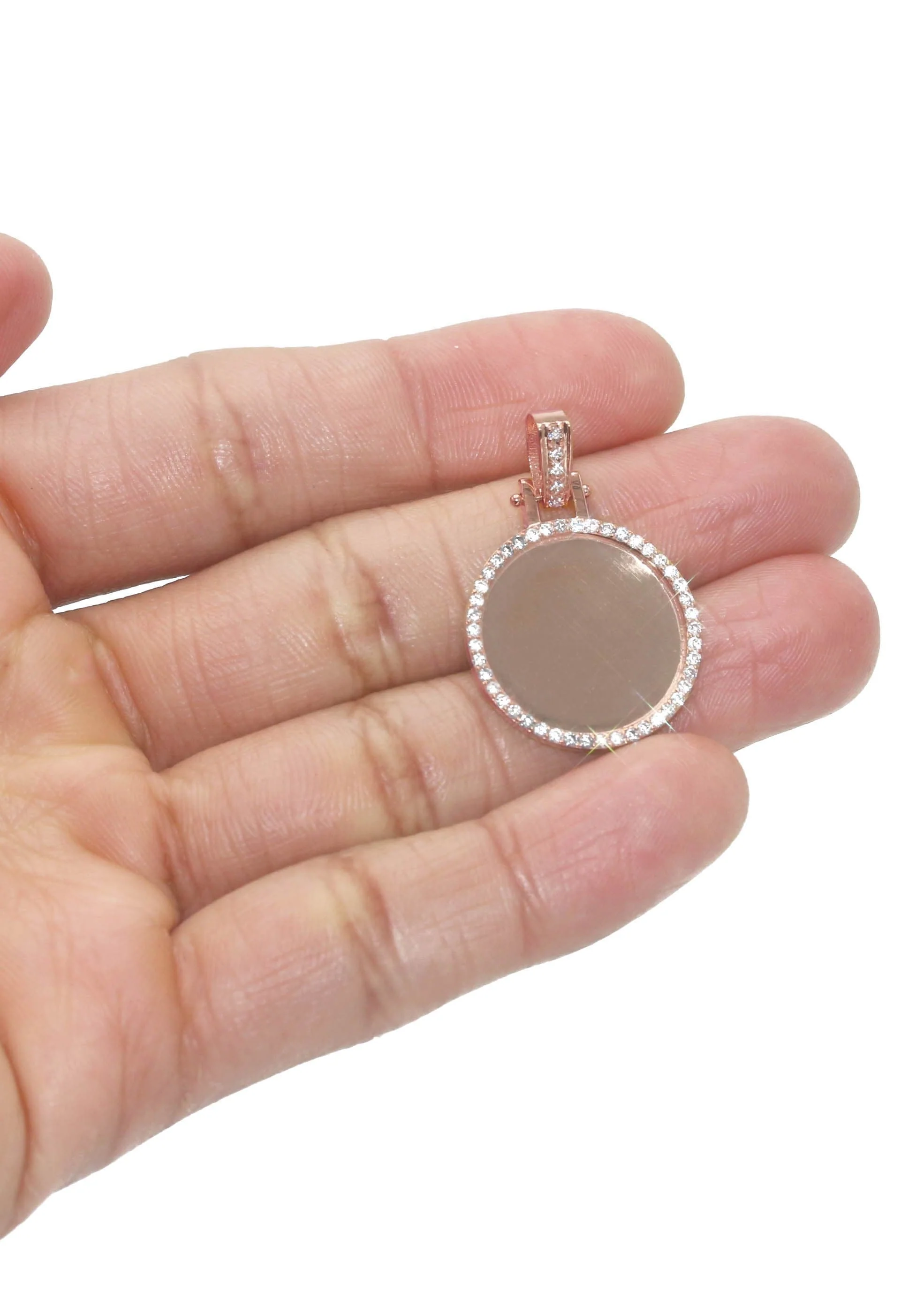 Diamond 10K/14K Rose Gold Small Round Picture Pendant Necklace | Appx. 0.50 Carat - Image 5