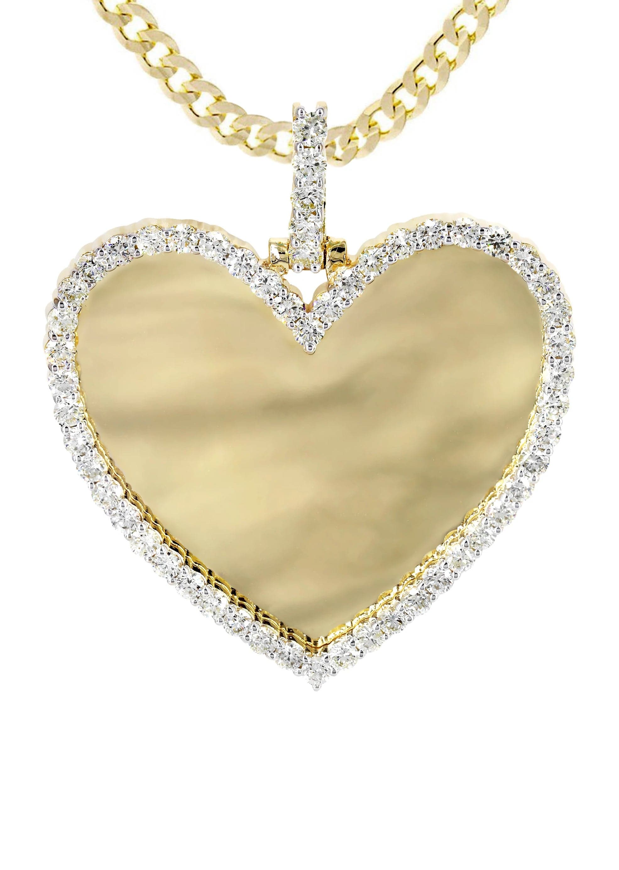 Diamond 10K Yellow Gold Large Heart Picture Pendant Necklace | 2.91 Carats | Appx. 21 Grams - Image 2