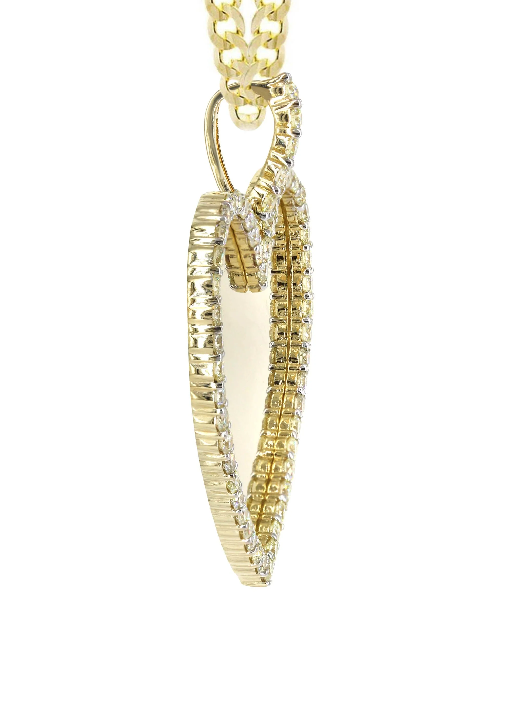 Diamond 10K Yellow Gold Large Heart Picture Pendant Necklace | 2.91 Carats | Appx. 21 Grams - Image 4