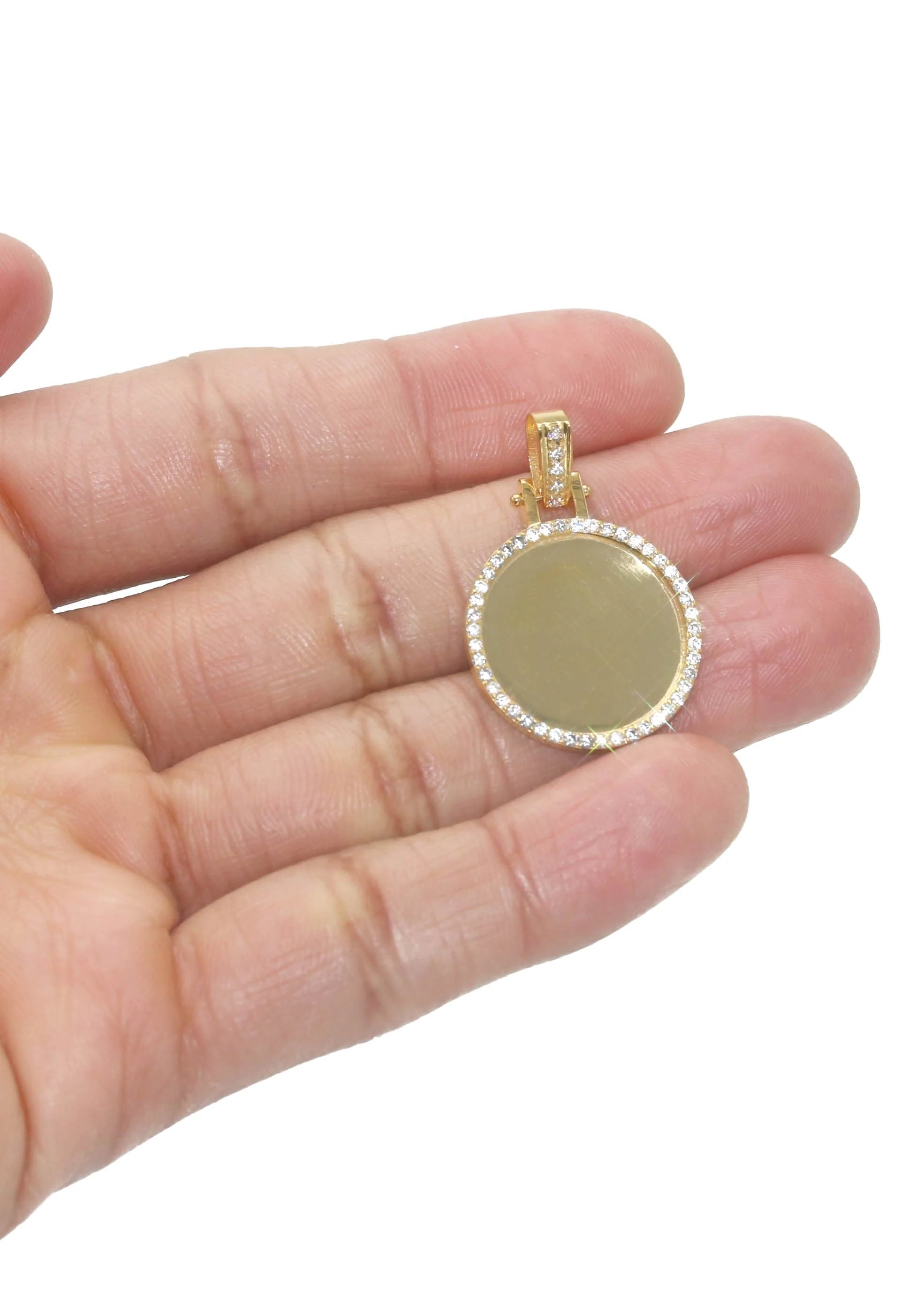 Diamond 10K/14K Yellow Gold Small Round Picture Pendant Necklace | Appx. 0.50 Carat - Image 5