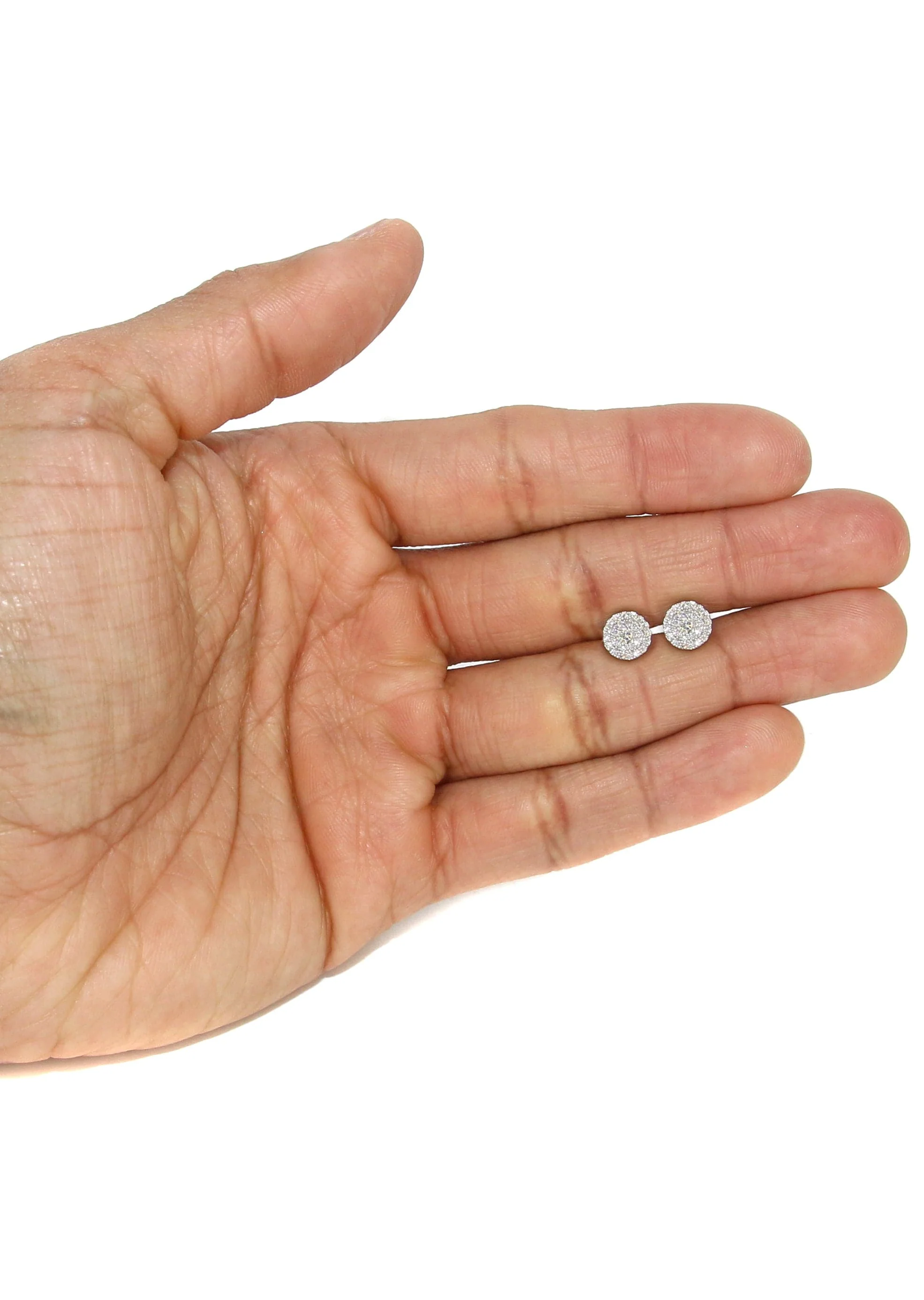 Mens Stud Diamond Earrings | 0.6 Carats 14K White Gold - Image 4