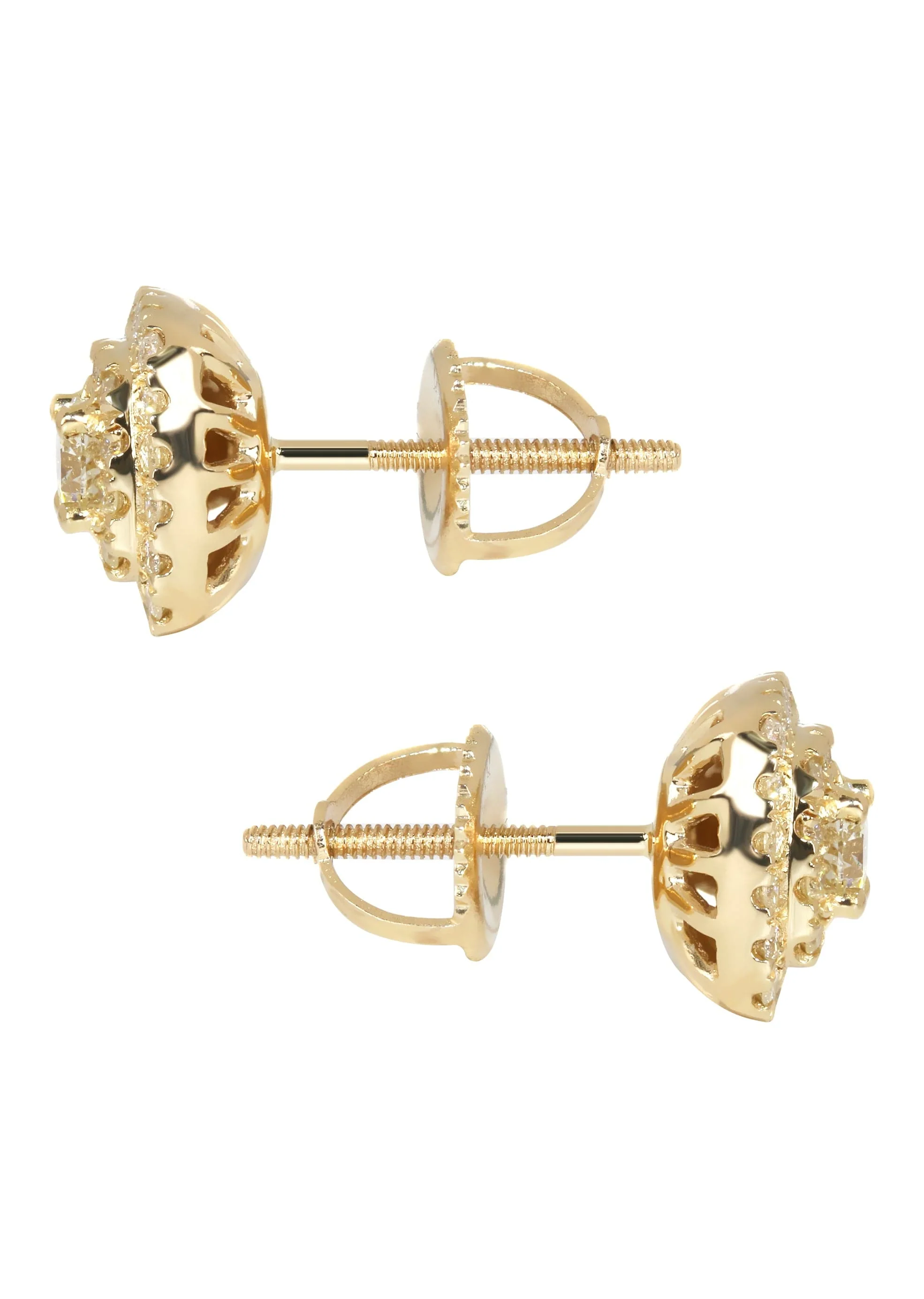 Mens Stud Diamond Earrings | 0.8 Carats 14K Yellow Gold - Image 3
