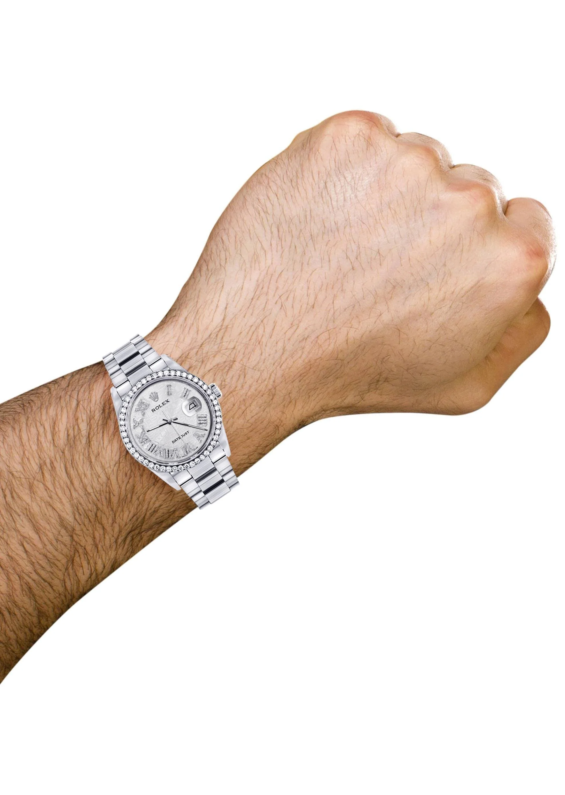 Diamond Mens Rolex Datejust Watch 16200 | 36Mm | Diamond Rolex Textured Roman Numeral Dial | Oyster Band - Image 4