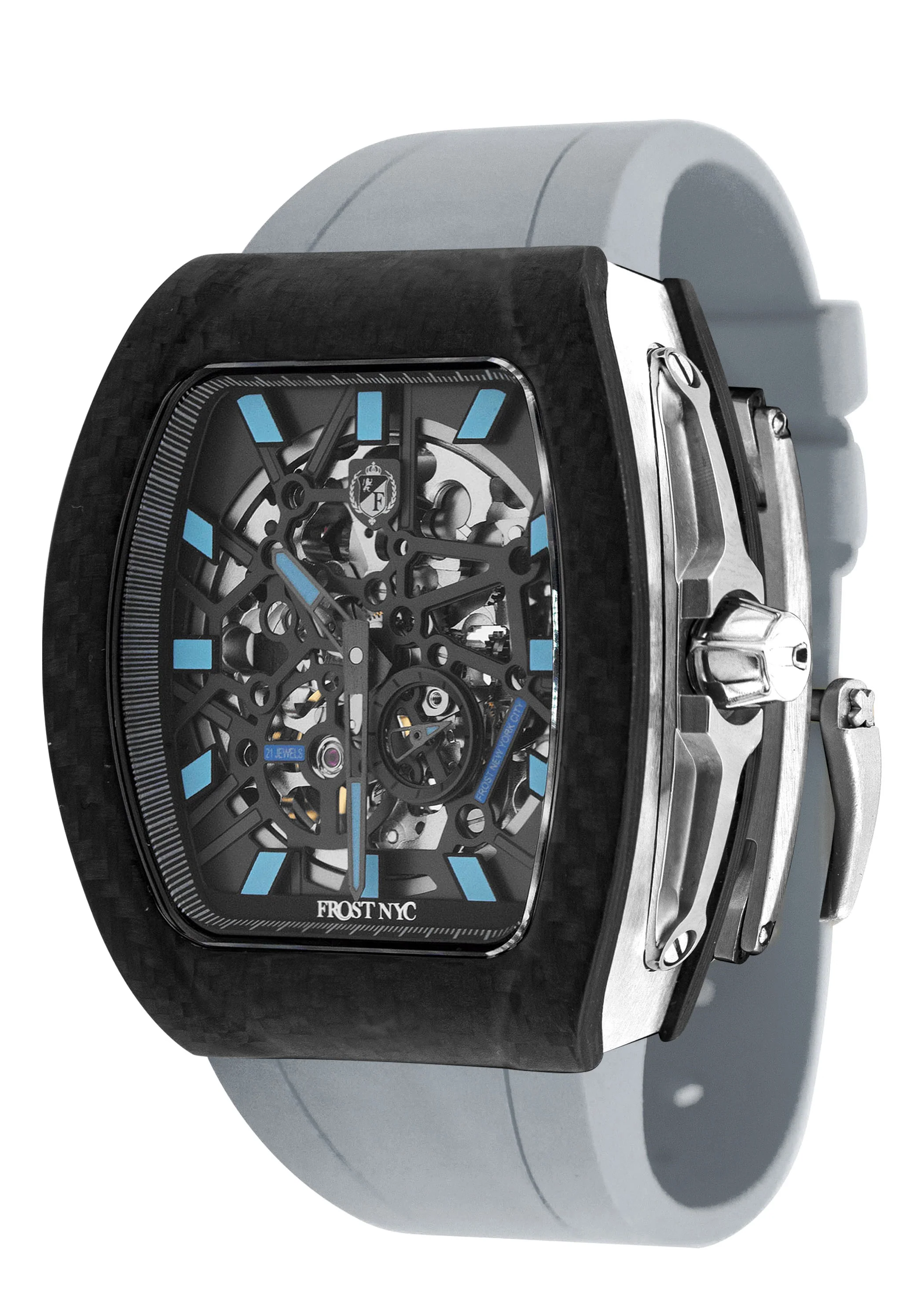 Frost NYC Mens Watch - Automatic Skeleton Carbon Fiber Sport Watch | FRST-01-CFS | Gray - Image 4
