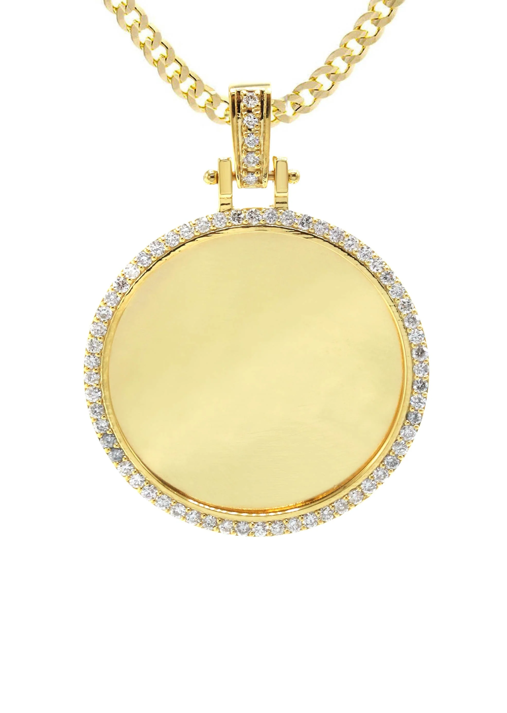 Diamond 10K/14K Yellow Gold Large Round Picture Pendant Necklace | Appx. 0.65 Carat - Image 2