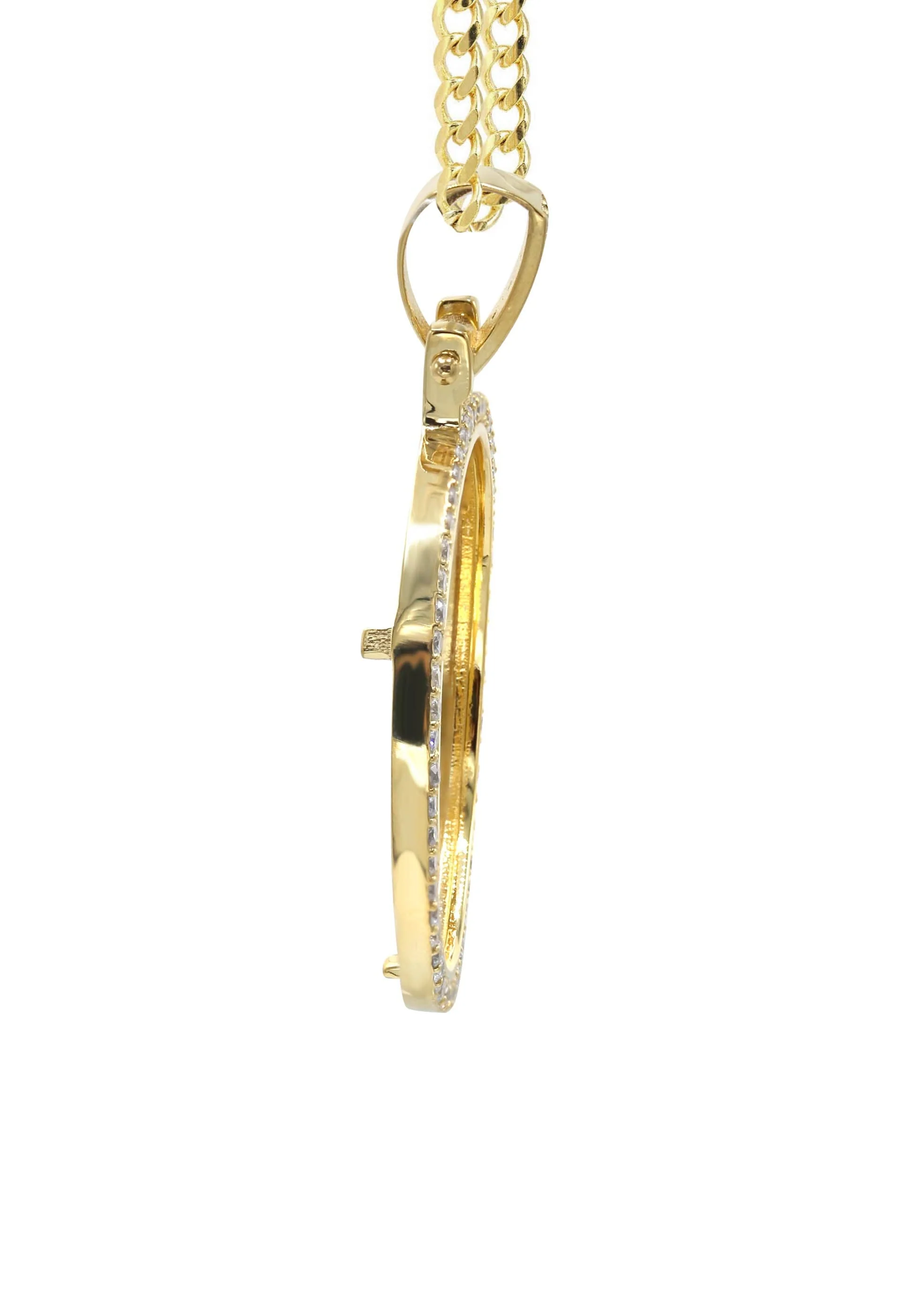 Diamond 10K/14K Yellow Gold Large Round Picture Pendant Necklace | Appx. 0.65 Carat - Image 4