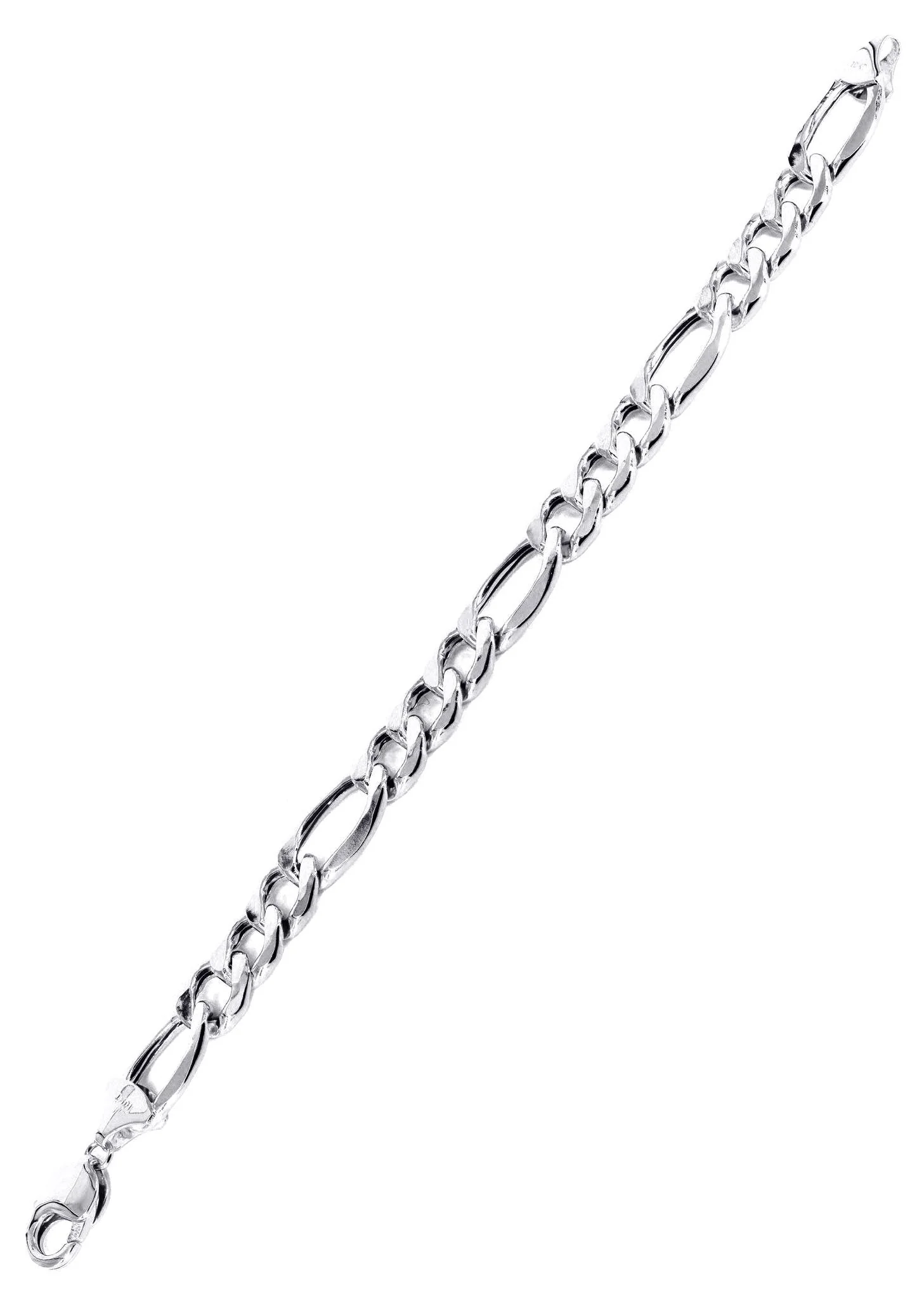 White Gold Bracelet Solid Figaro 10K/14K - Image 3