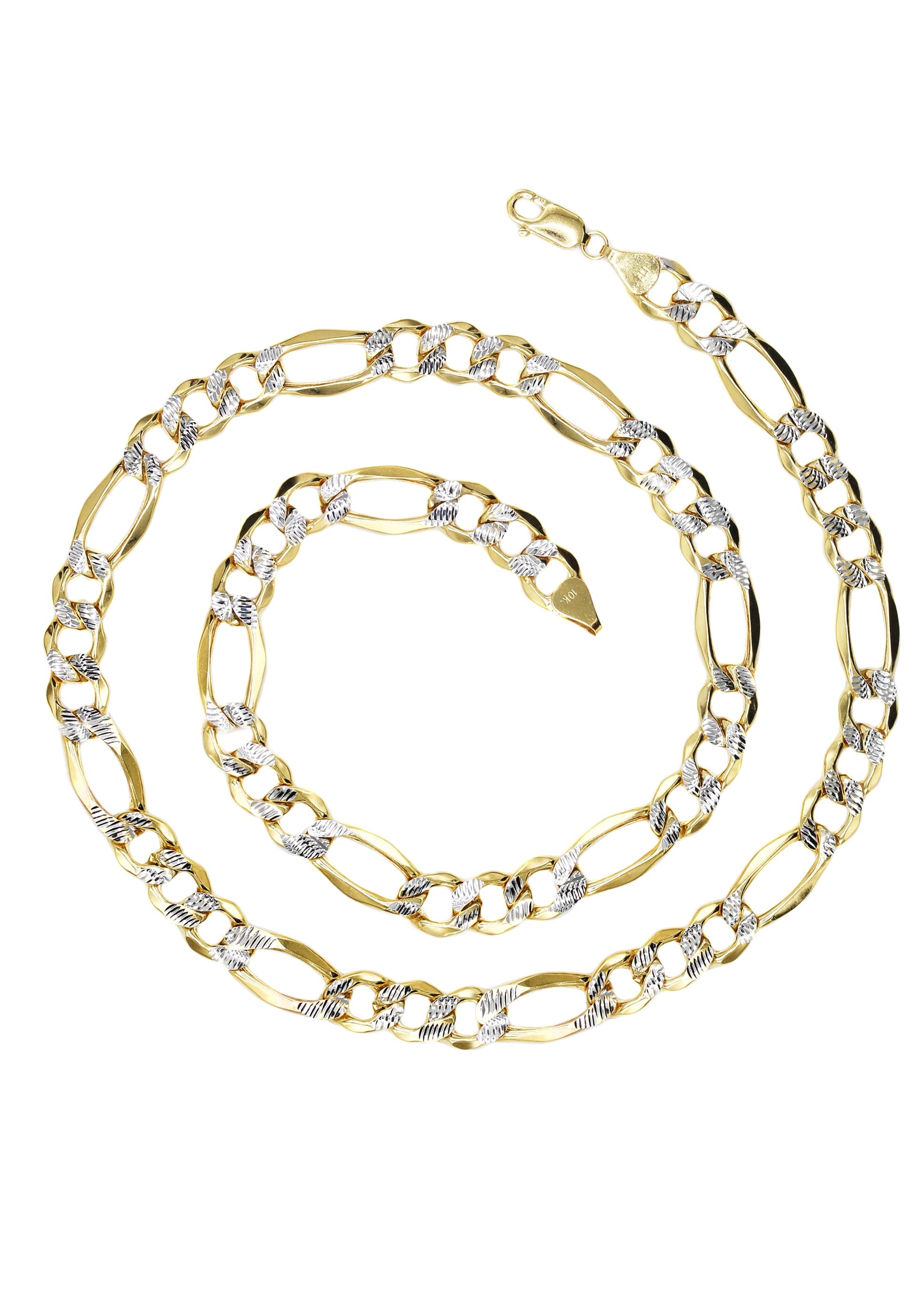 Gold Chain - Mens Diamond Cut Semi Solid Figaro Chain 10K/14K Gold - Image 2