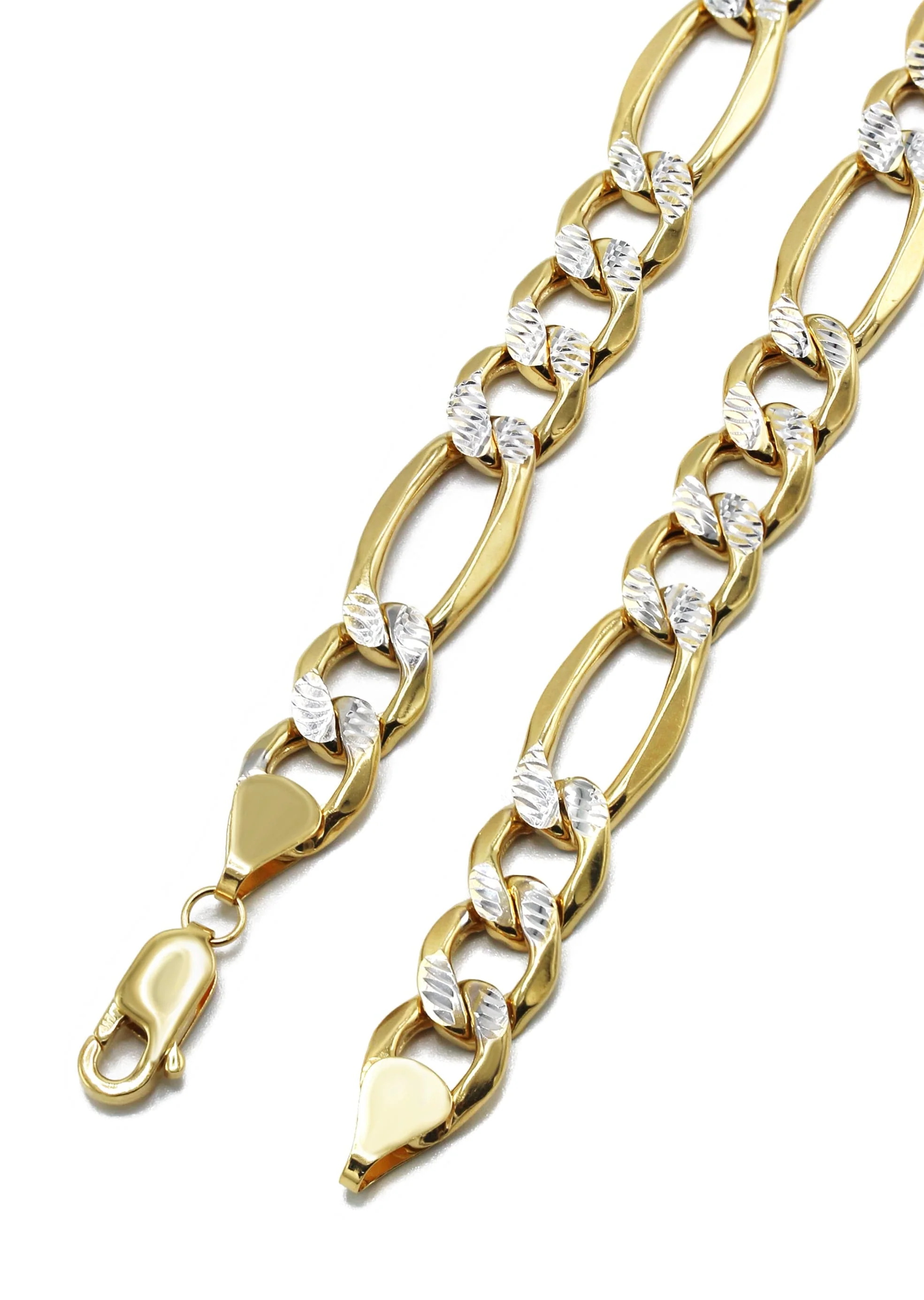 Gold Chain - Mens Diamond Cut Semi Solid Figaro Chain 10K/14K Gold - Image 3