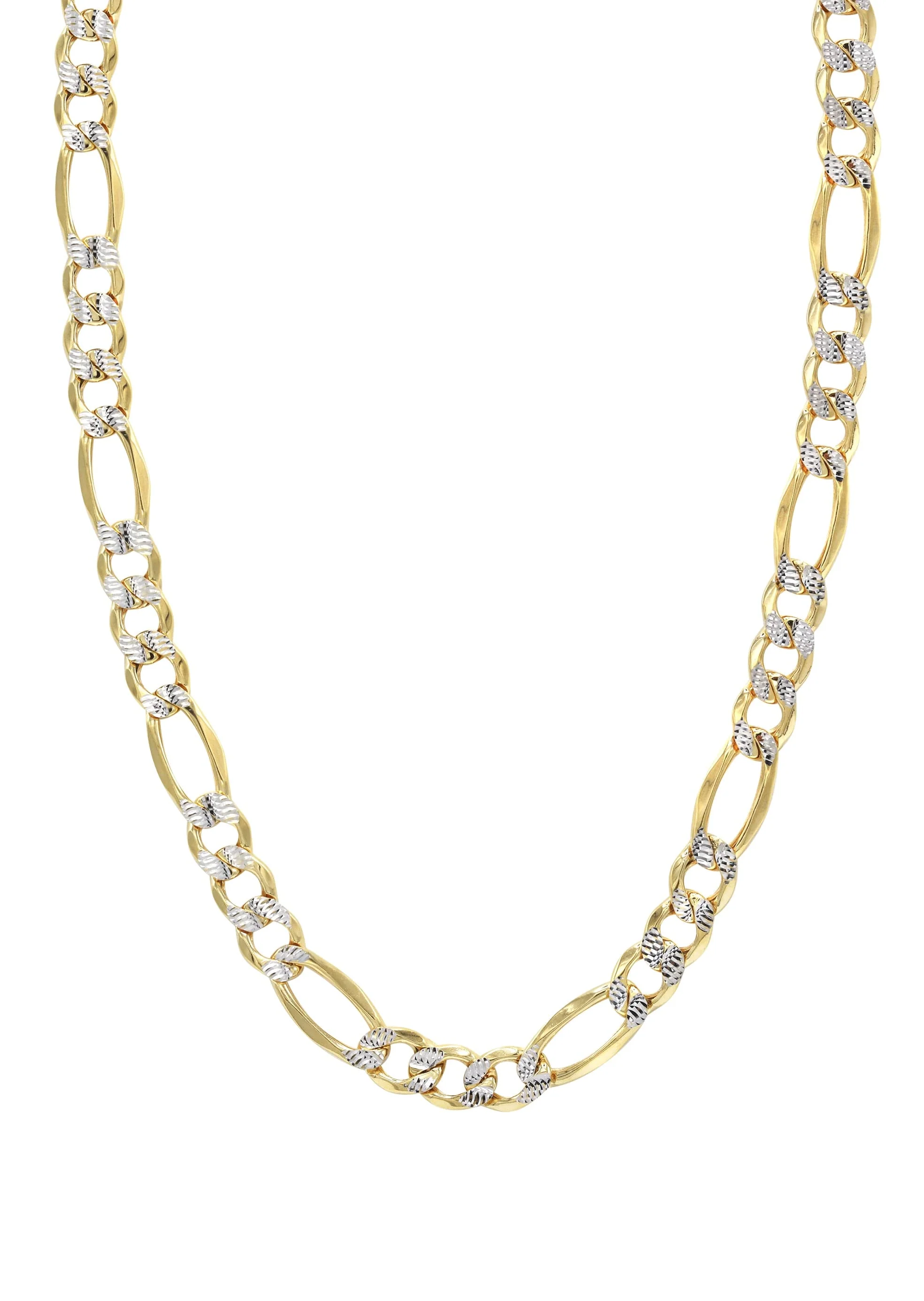 Gold Chain - Mens Diamond Cut Semi Solid Figaro Chain 10K/14K Gold - Image 4