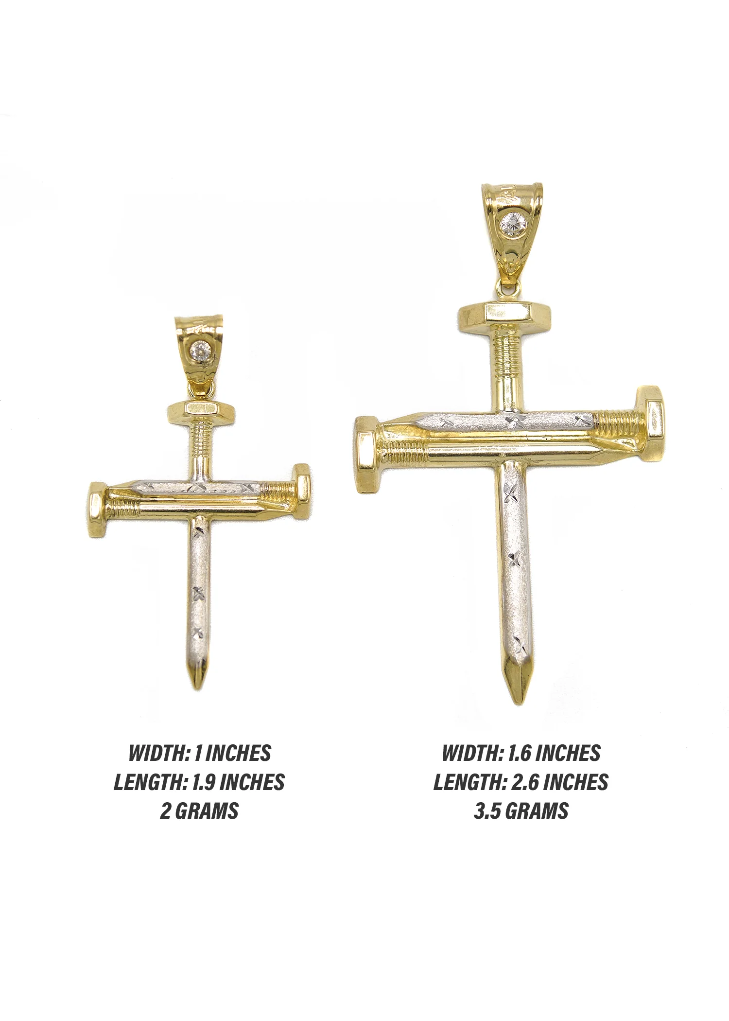 10K Gold Nail Cross Pendant | Customizable Size - Image 2