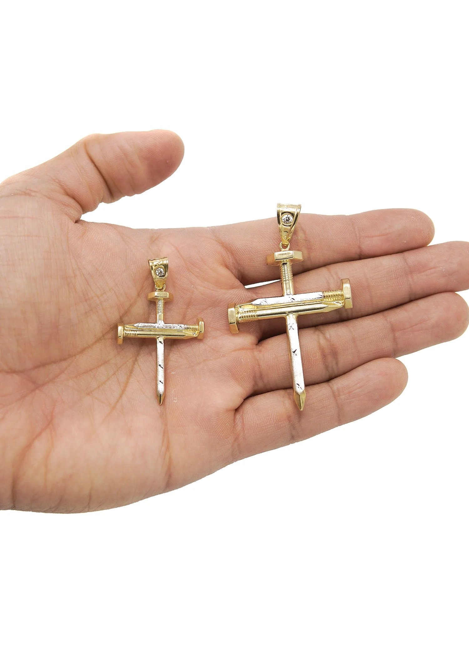 10K Gold Nail Cross Pendant | Customizable Size - Image 3