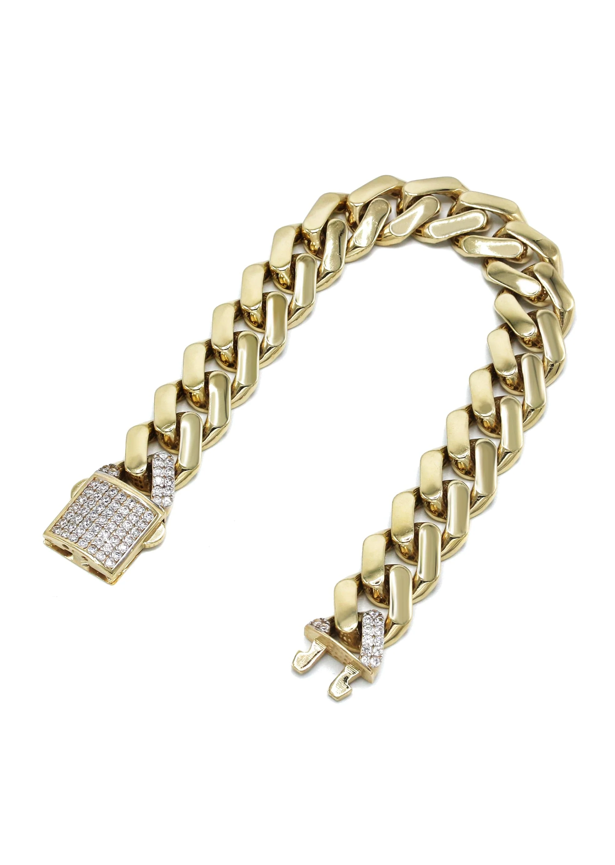 Semi Solid  Monaco Mens Miami Cuban Link Bracelet 10K/14K Yellow Gold - Image 2