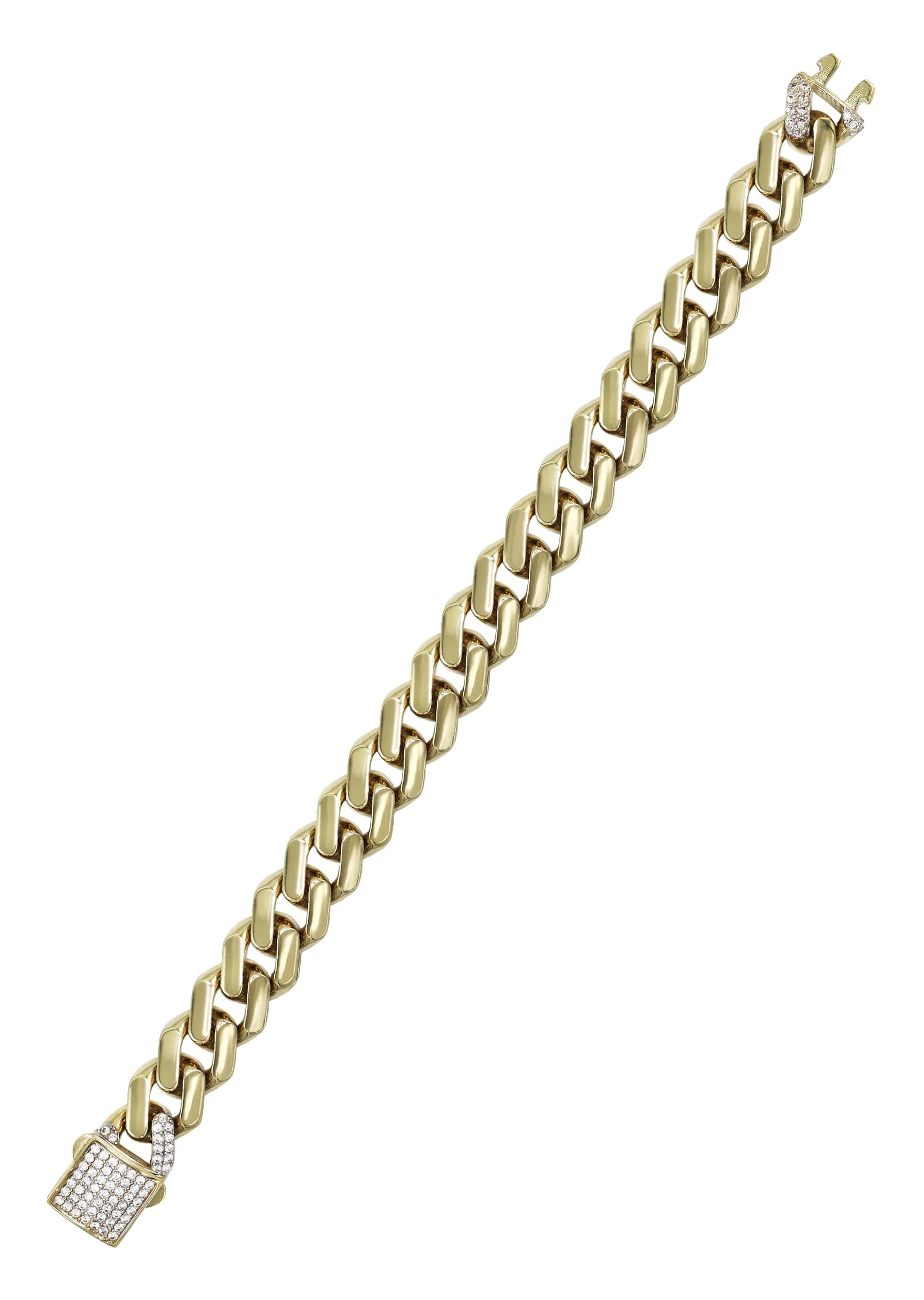 Semi Solid  Monaco Mens Miami Cuban Link Bracelet 10K/14K Yellow Gold - Image 3