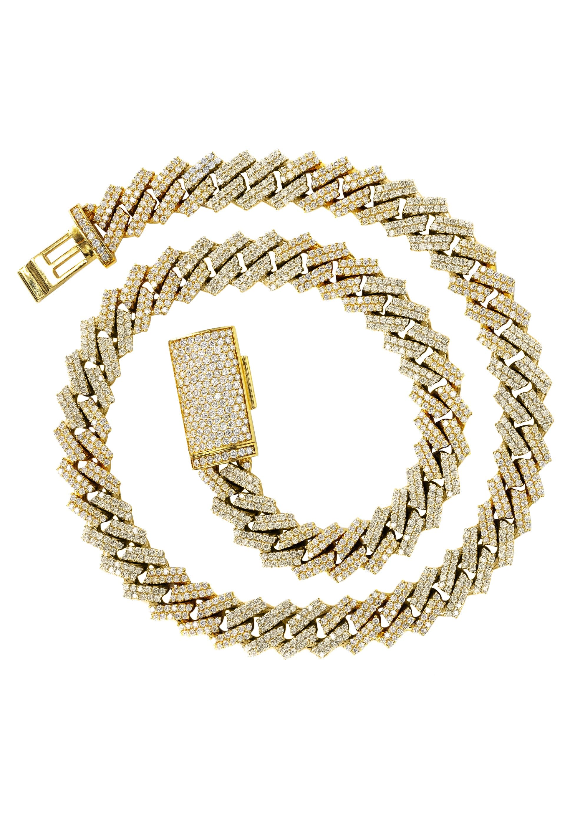 Iced Out Lab Grown VVS Diamond Prong Cuban Link Yellow Gold Chain 10K/14K - Image 4