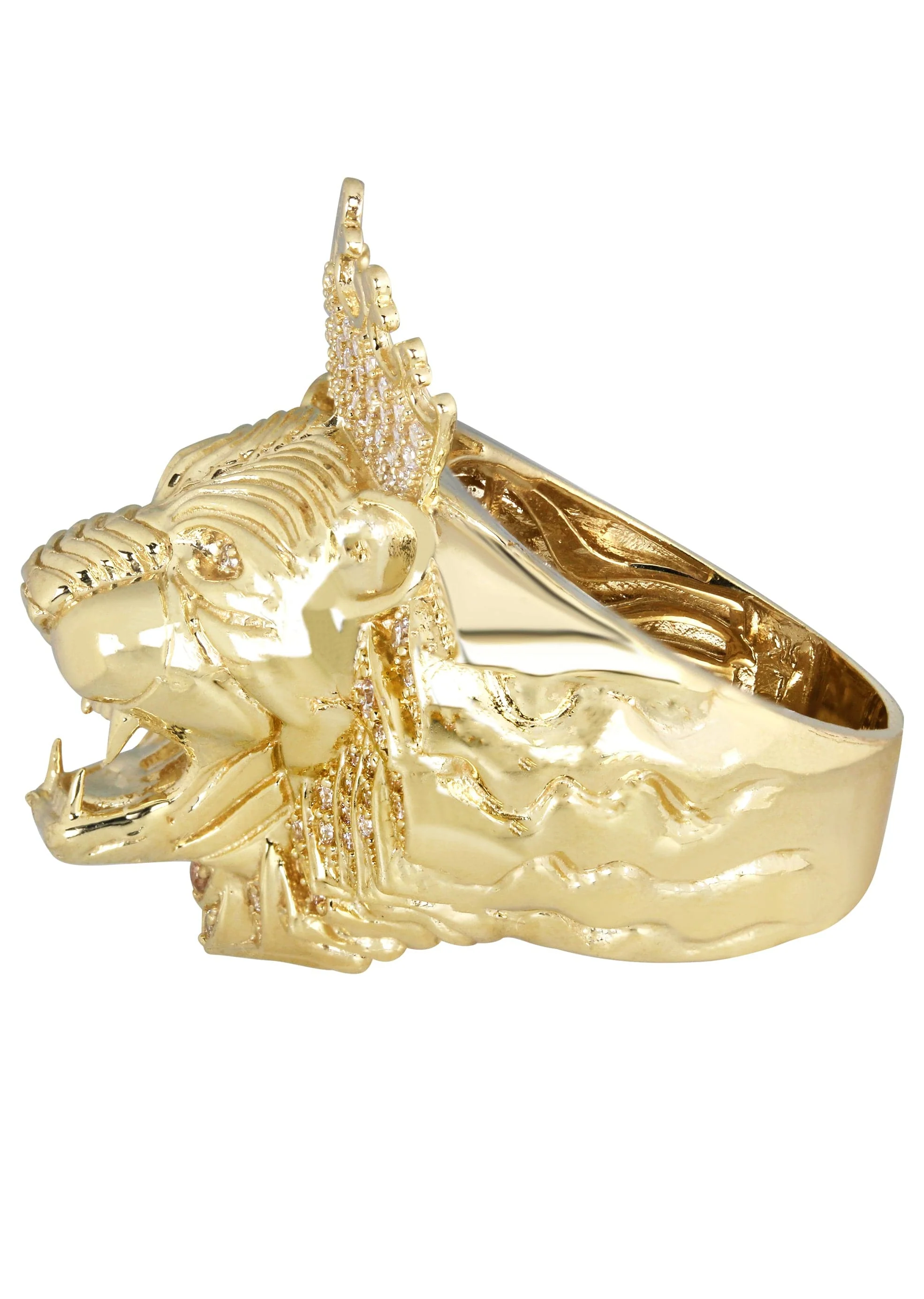 10K Lion Gold Ring For Men - Mens Pinky Ring   | 21.2 Grams - Image 2
