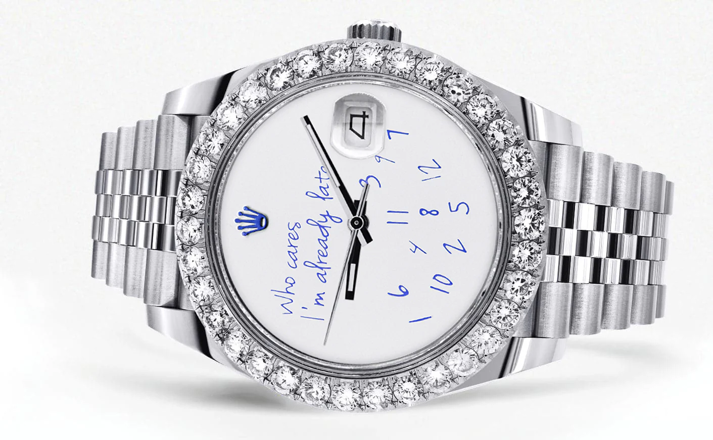 Rolex Datejust 41 Watch | 41 MM | "Who Cares I'm Already Late" Custom Dial | Jubilee Band - Image 2