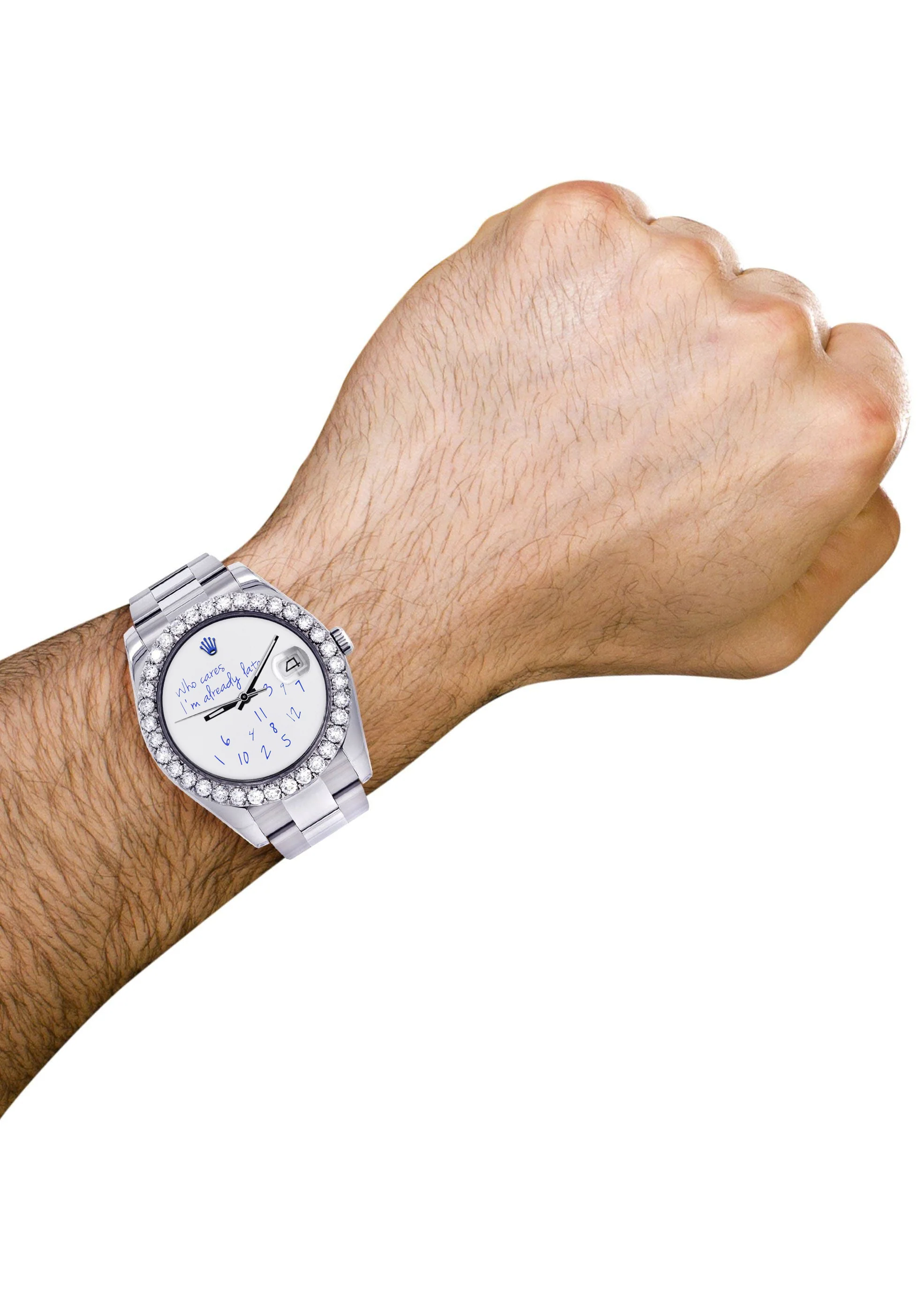 Rolex Datejust II Watch | 41 MM | "Who Cares I'm Already Late" Custom Dial | Oyster Band - Image 3
