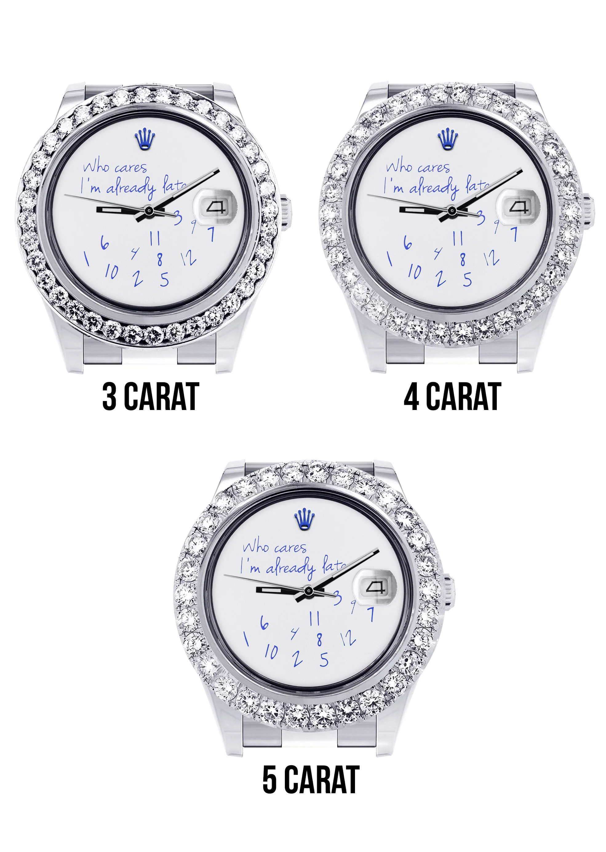 Rolex Datejust II Watch | 41 MM | "Who Cares I'm Already Late" Custom Dial | Oyster Band - Image 5