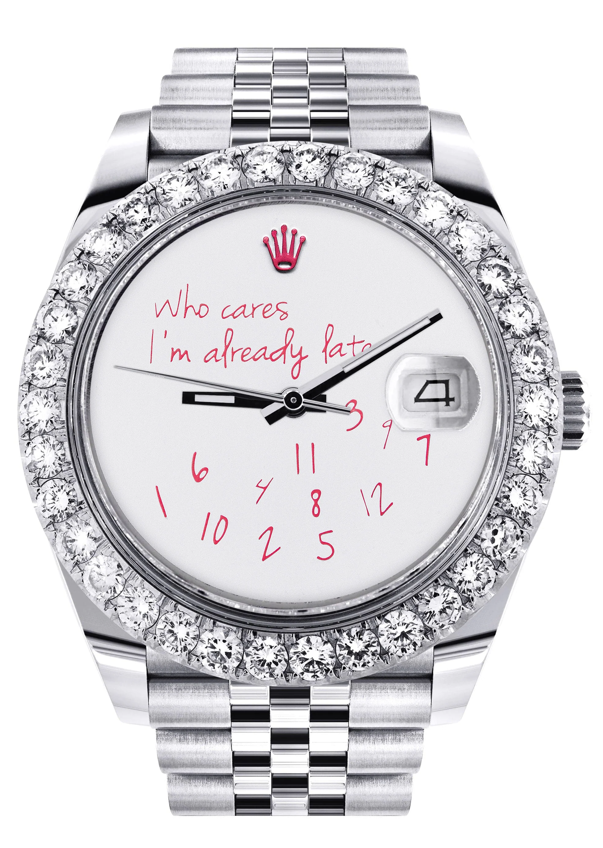 Rolex Datejust 41 Watch | 41 MM | "Who Cares I'm Already Late" Custom Dial | Jubilee Band