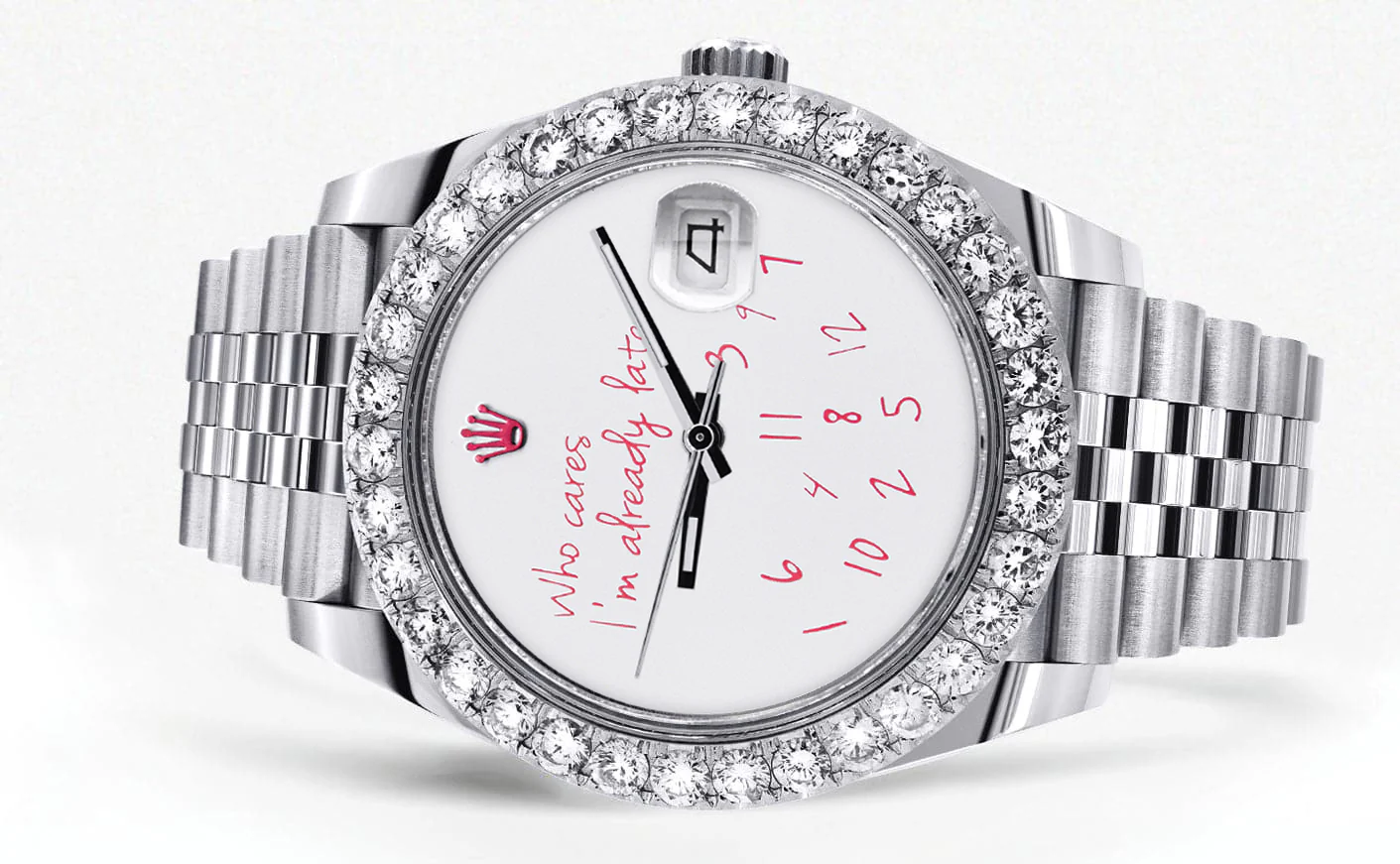 Rolex Datejust 41 Watch | 41 MM | "Who Cares I'm Already Late" Custom Dial | Jubilee Band - Image 3
