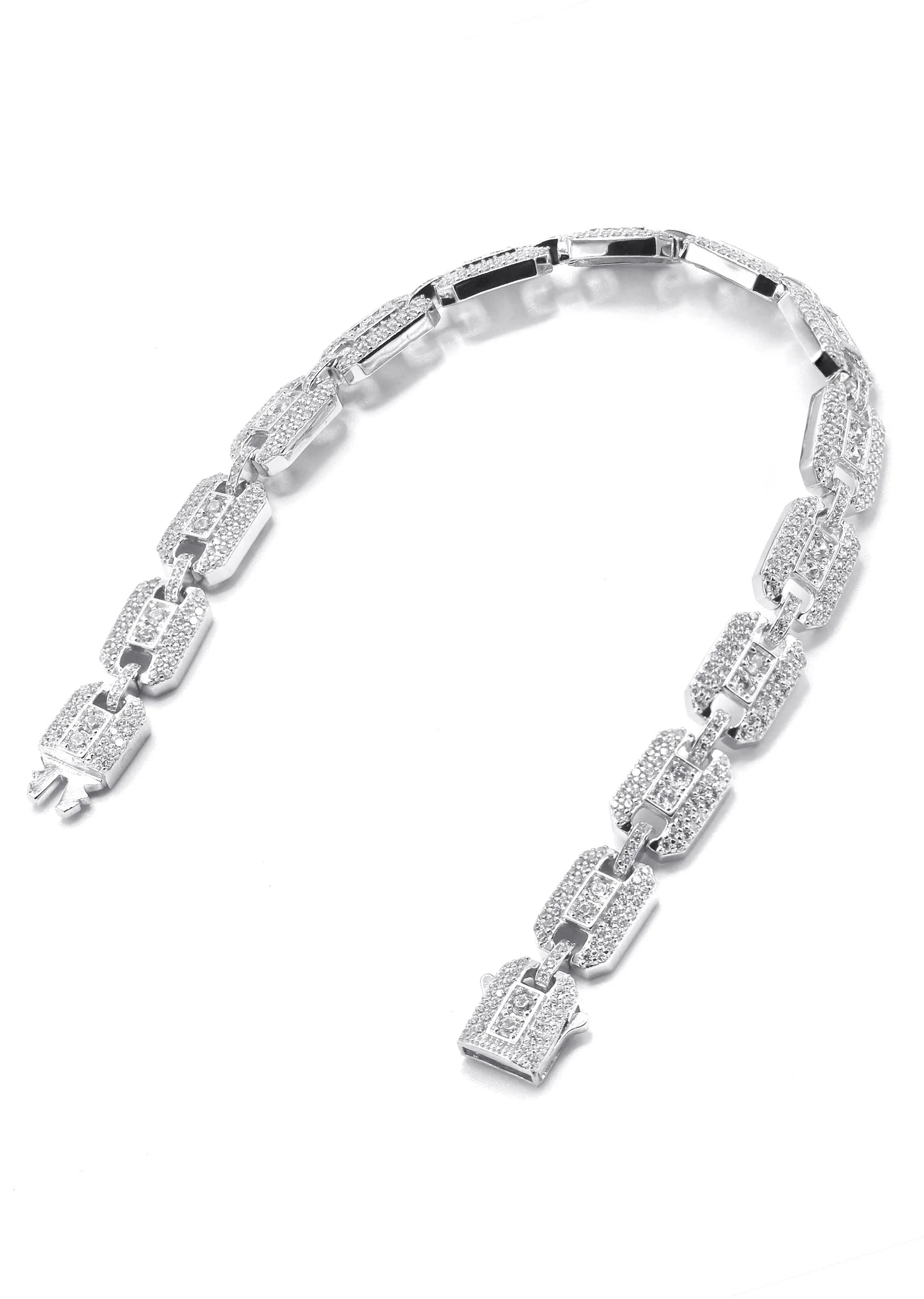 Silver White Ice Square Link Bracelet - Image 2